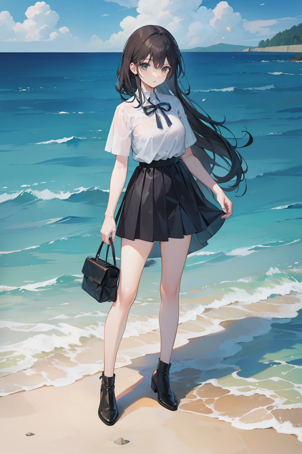 The shore was changed to a level stone and brick floor,Legs and feet are more natural