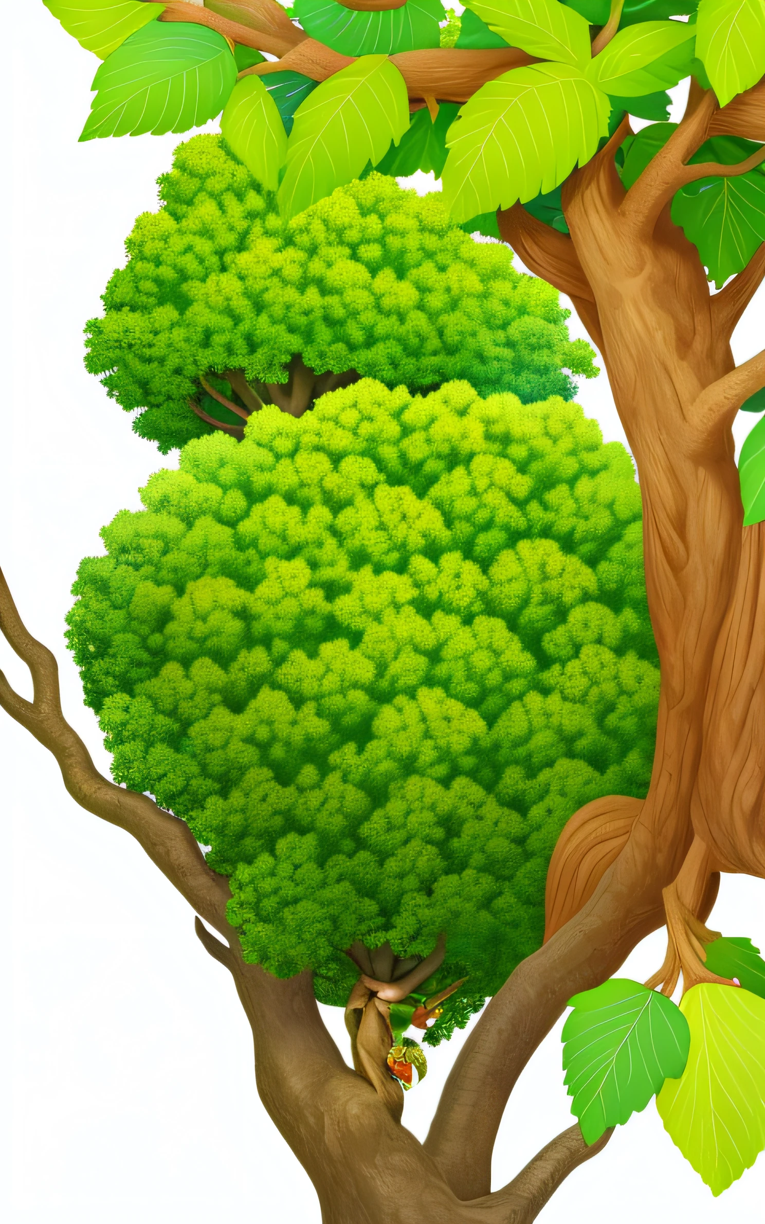 The tree has leaves and branches,Mulberry trunk and leaves,Green leaves,Tall trees