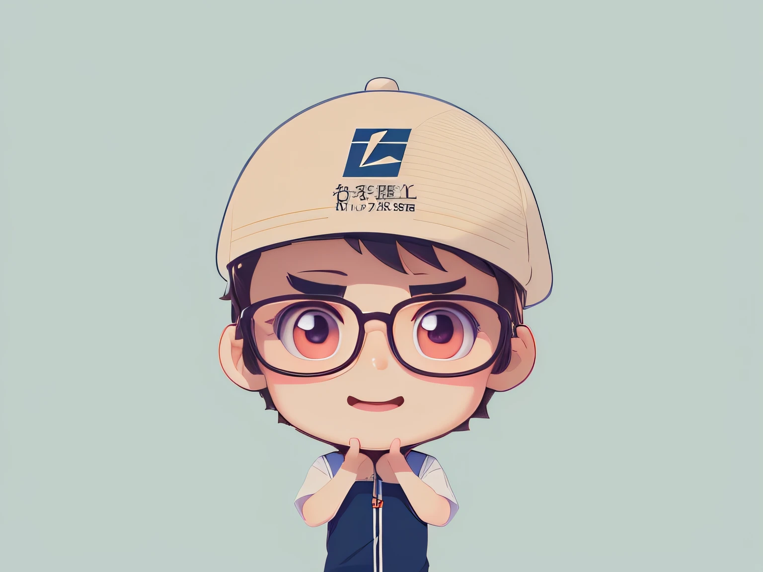 Anime characters with glasses and a hat on their heads, Like gesture, Official illustration, high quality character design,