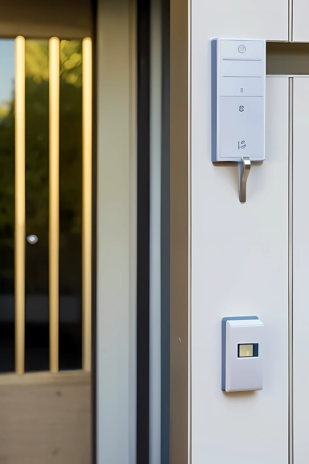 There is a door，There is a button and a doorknob on it, Modern details, medium close up shot, high angle close up shot, close up portrait shot, close up photograph, close up photograph, crisp clean shapes, close up photograph, Door, closeup picture, Close-up Shot Shot, close up portrait shot, Smart, Close portrait, 2025