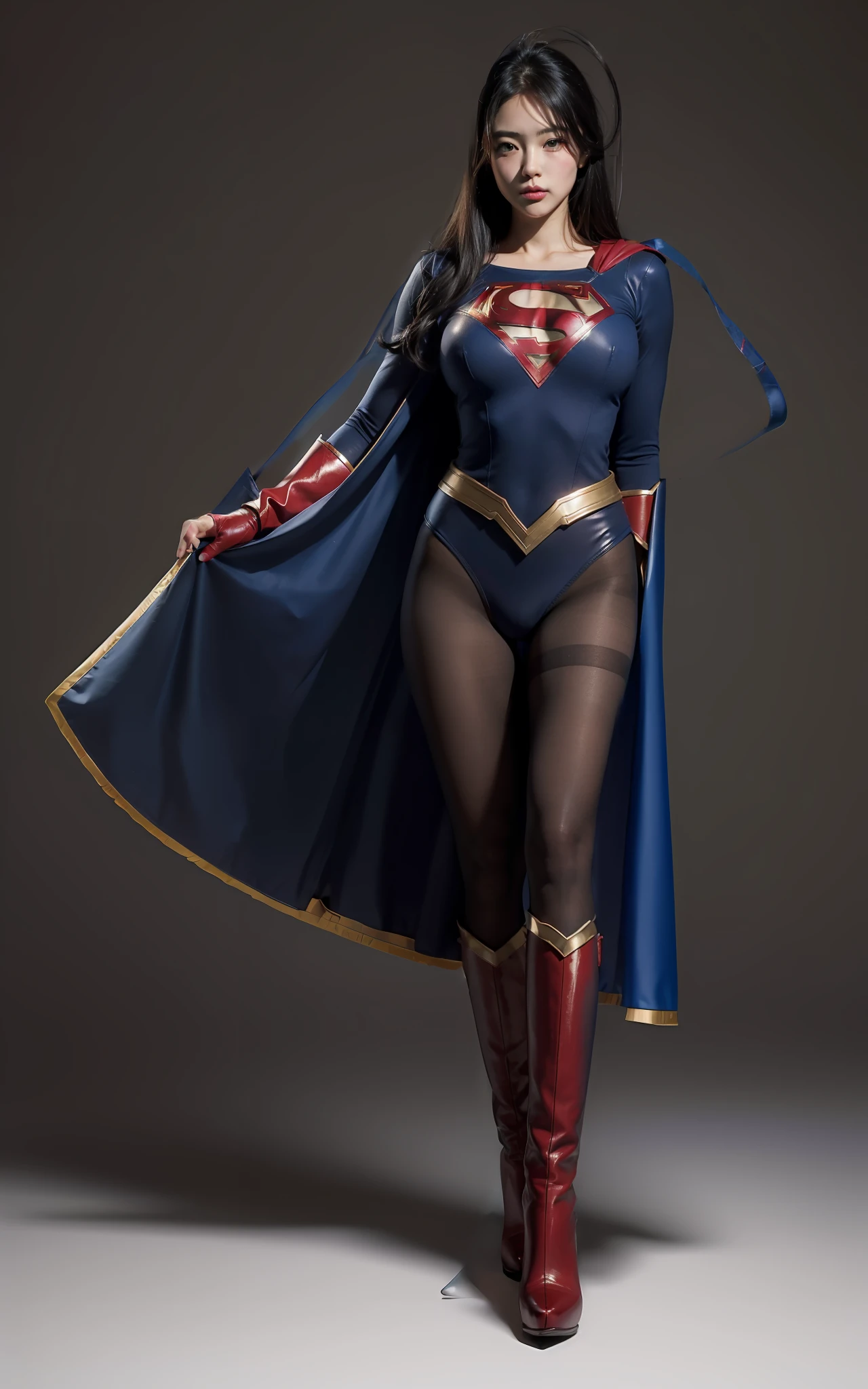 ((super girl))、Use costumes with preprocessed images、((Boots are red))、Fits body lines with red gloves、Detailed muscles、rather large breasts、a beautiful detailed girl, super girl、Superheroine、Bishoujo Warrior、defeat、fight、pantyhose、Beautiful legs、Fit Costumes、extremely detailed eye and face, beatiful detailed eyes, ultra-detailliert, hight resolution, ighly detailed, top-quality, masterpiece, illustratio, ighly detailed, nffsw, unification, 8K Picture Wallpaper, magnifica, finely detail, masterpiece, top-quality, 、((panthyhose))、((Black pantyhose))、((top-quality、8K、masterpiece:1.3))、sharp:1.2、Perfect Body Beauty:1.4、Slim abs:1.2、