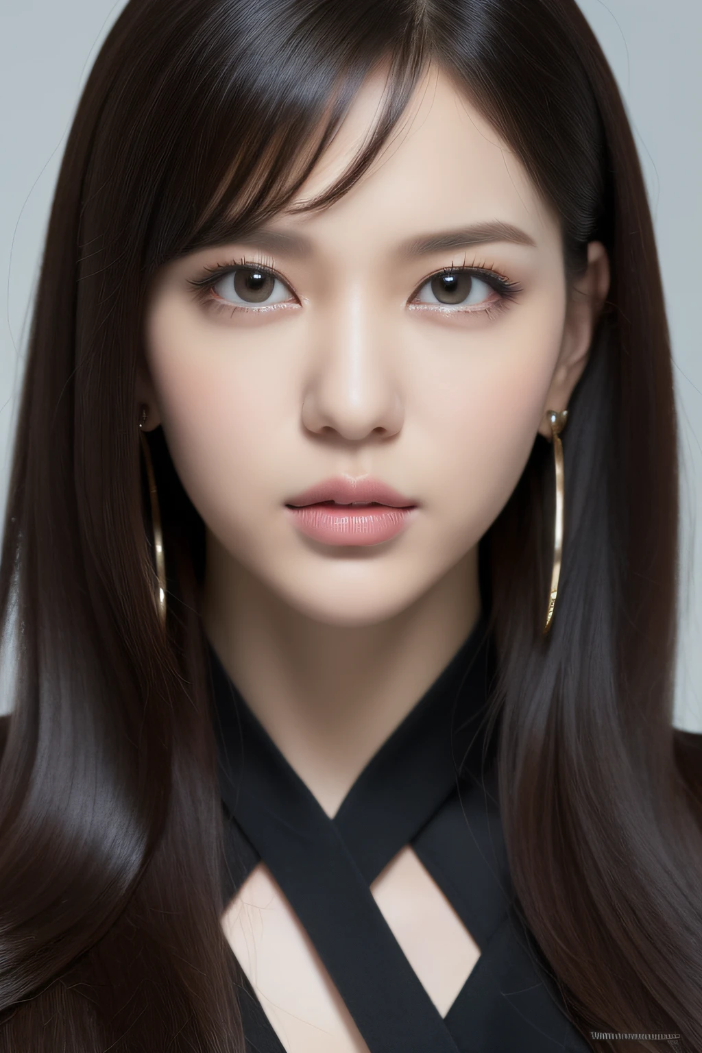 (((Realistic costumes of Black Widow))),Best Quality, masutepiece, hight resolution, extremely delicate and beautiful, extra detailed face, extremely detailed eye, Upper body, beautiful mature women, (24 instars), Seductive smile , Curled Hair, Long hair, Dancing,Windy, Curled Hair, Windy, Best Quality, 超A high resolution, Best Quality, 超A high resolution, Black hair, Blunt bangs, Parted bangs, earrings