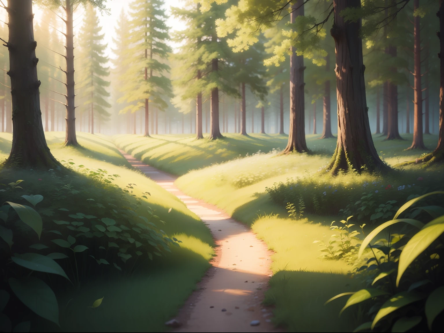 Forest with meadows,realistic scene,Super detailed picture,Lovely scene,macro photography