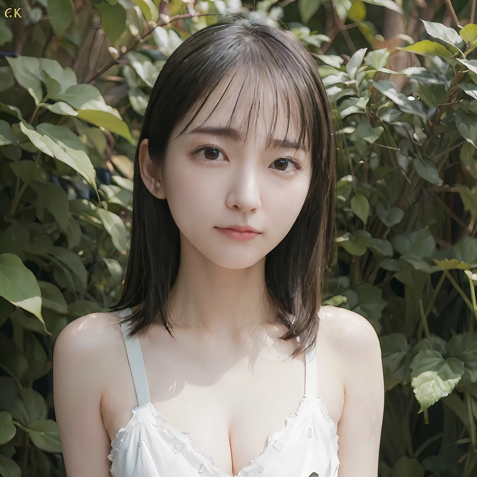 portlate、Front photo、(((masterpiece)))、(realisitic)、(((high-definition CG unified 8K wallpapers)))、(HQ Skins:1.2)、in 8K、Digital SLR、hightquality、((((Photorealsitic))))、Perfect litthing、25 year old woman、A Japanese Lady1Portrait、Very delicate and beautiful Japan woman、((A slender))、highlydetailed skin、de pele branca、Gentle slender face、thin egg-shaped face、not smiling、Nervous、Eyes black,Bust Up Photos、Wearing white underwear、Photo from the chest up