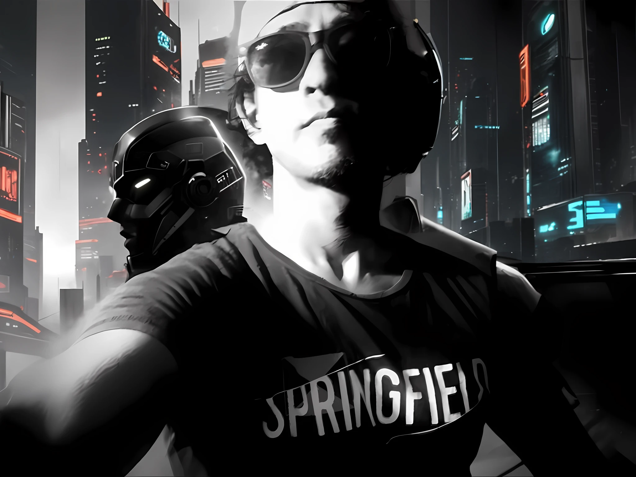 "Fondo futurista, ciudad de noche, estilo cyberpunk"