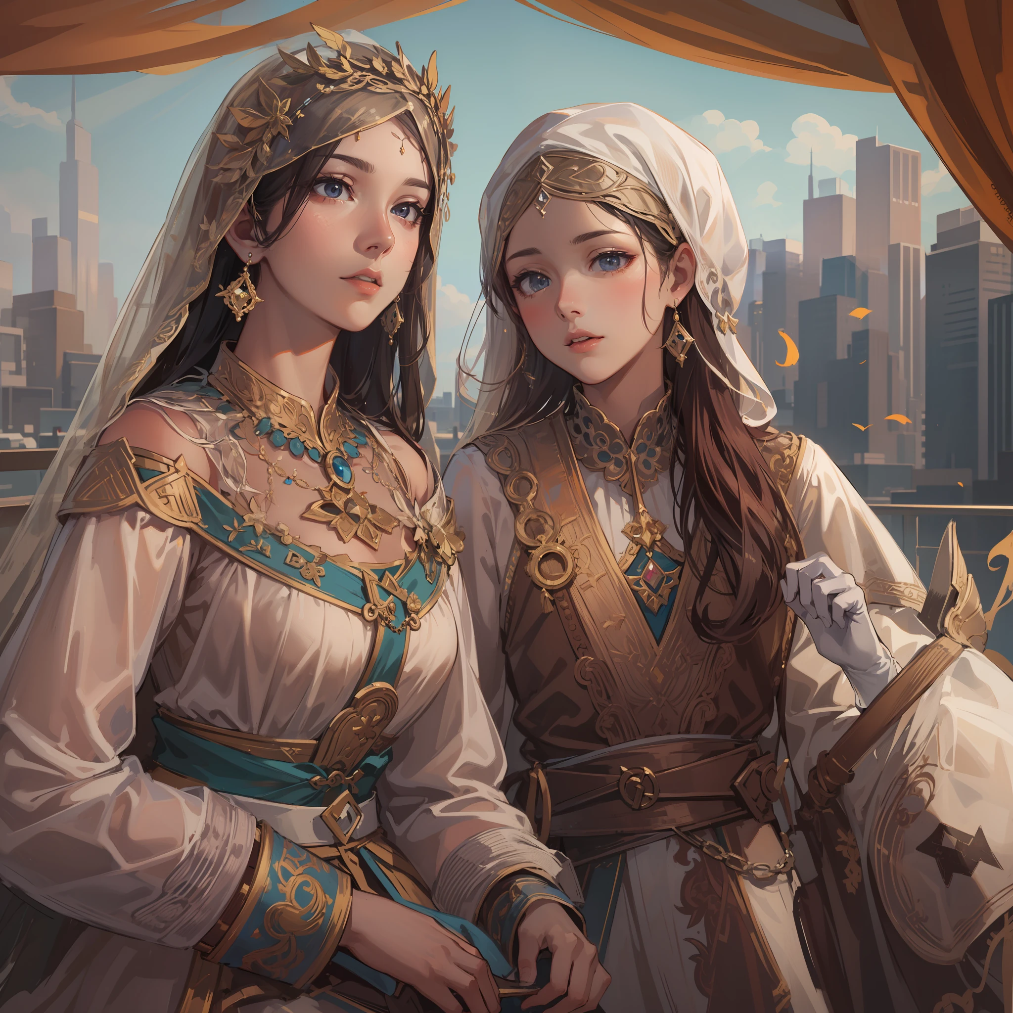 Medieval Central Asian national costume,Cityscape of Medieval Central Asia,One horse and one girl,Dynamic horses,Undulating lakes,(4K), (Raw photo: 1.2), (Realism: 1.4), (masutepiece: 1.3), (exquisite detailing: 1.2), Delicate and beautiful details, (Eye Detail), (Facial Detailed), (Highest Quality) :1.4), (Hyper-Resolution: 1.2),(very detailed illustration), Best Quality, depth of fields, Wide light, natural shadows