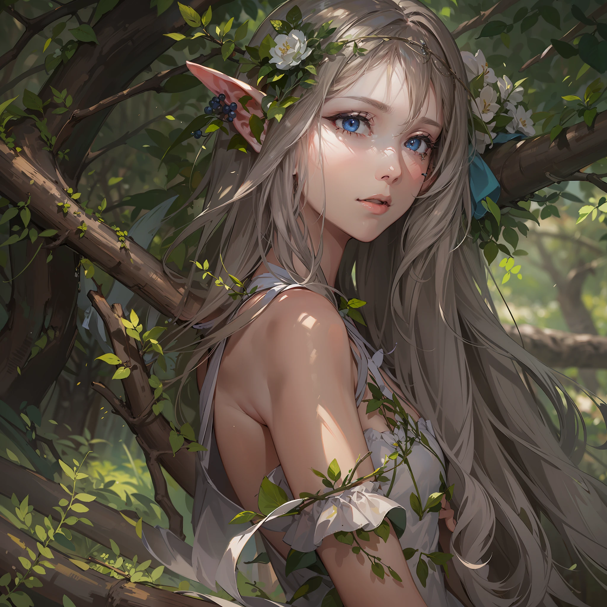 fallen wood,Elf with a bow:1.1,One Unicorn, One Girl and One Fairy:1.1,Undulating lakes,deep-forest,Blowing in the wind,Has depth,(4K), (Raw photo: 1.2), (Realism: 1.4), (masutepiece: 1.3), (exquisite detailing: 1.2), Delicate and beautiful details, (Eye Detail), (Facial Detailed), (Highest Quality) :1.4), (Hyper-Resolution: 1.2),(very detailed illustration), Best Quality, depth of fields, Wide light, natural shadows
