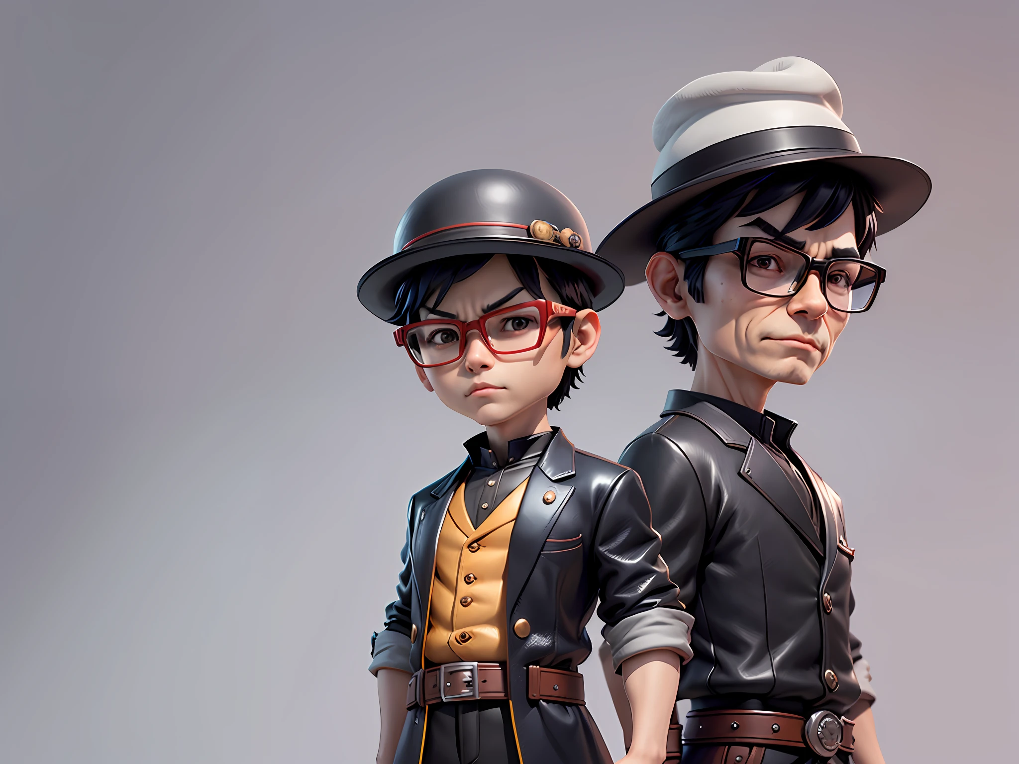 Young man with oriental face in leather hat, dragon, formal suit, short black hair, silver glasses, digital painting, 3D character design by Mark Clairedon and Pixar and Hayao Miyazaki and Akira Toriyama, the illustration is a high-definition illustration in 4K resolution with very detailed facial features and cartoon-style visuals.