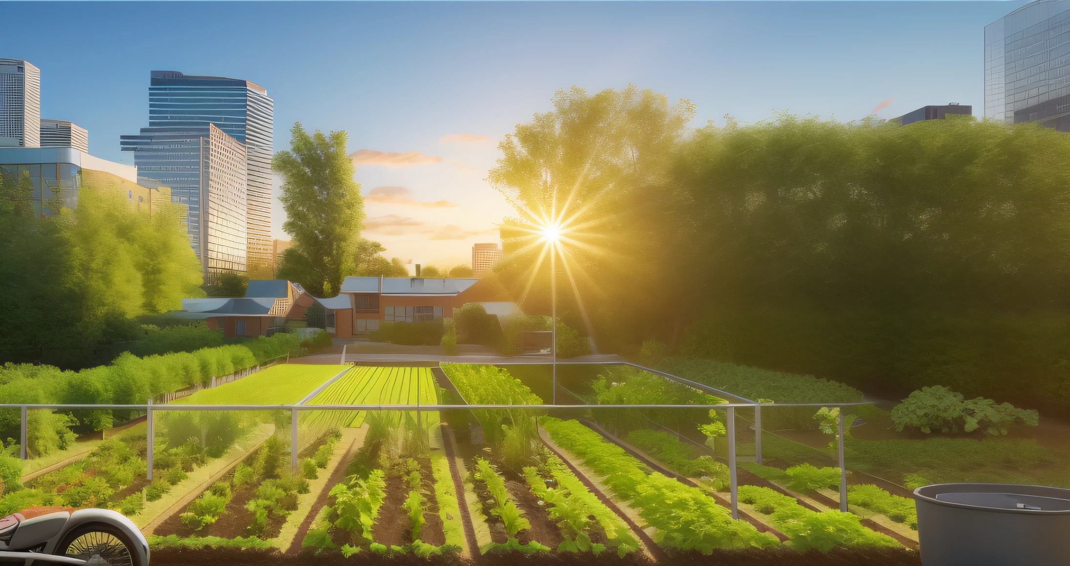 Small open yard for growing vegetables,There are no guardrails,Line of sight height,Heads-up,Urban farmland,morningglow