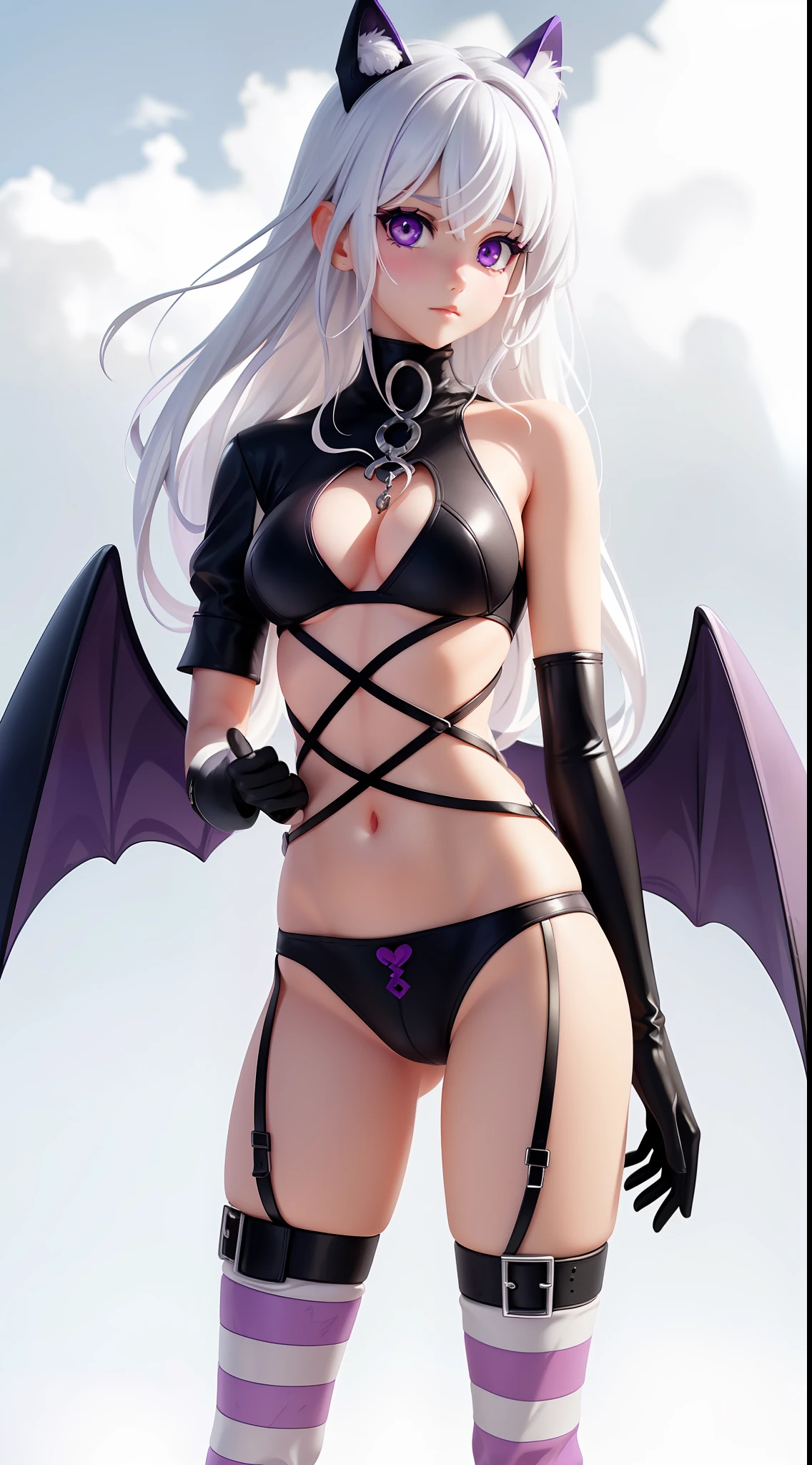 White hair, purple shining eyes