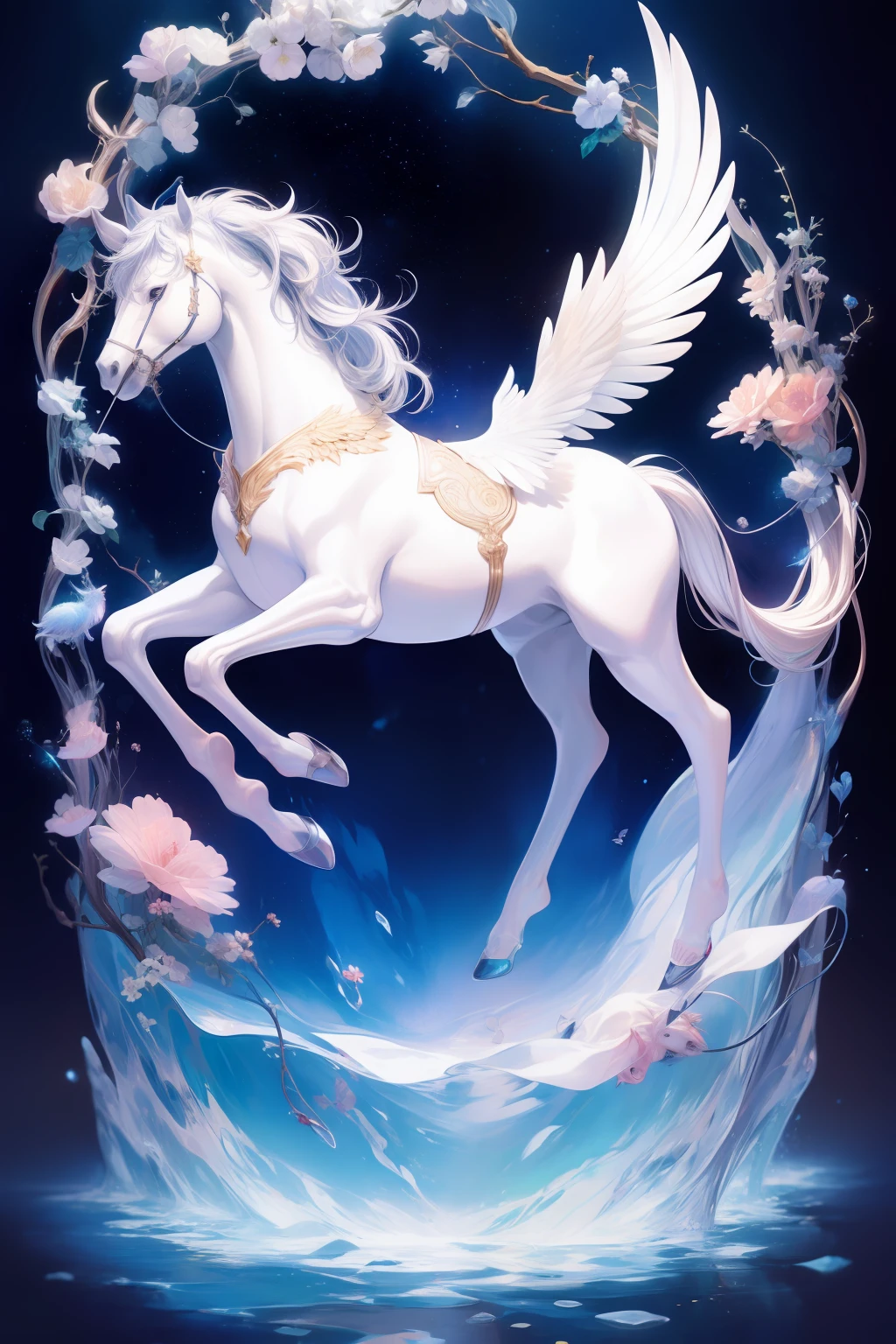 Constellation Characters Pisces Female Riding a Winged Horse Free Seductive Gentle Mysterious Dreamy Light Artistic