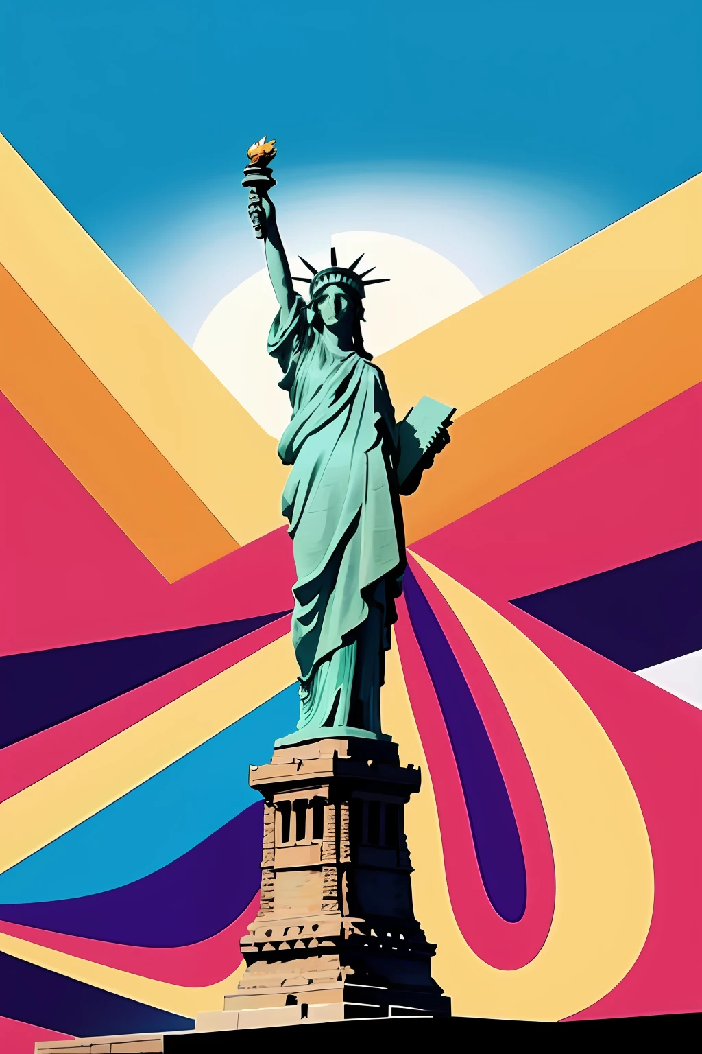 Statue of Liberty, in the style of Peter max