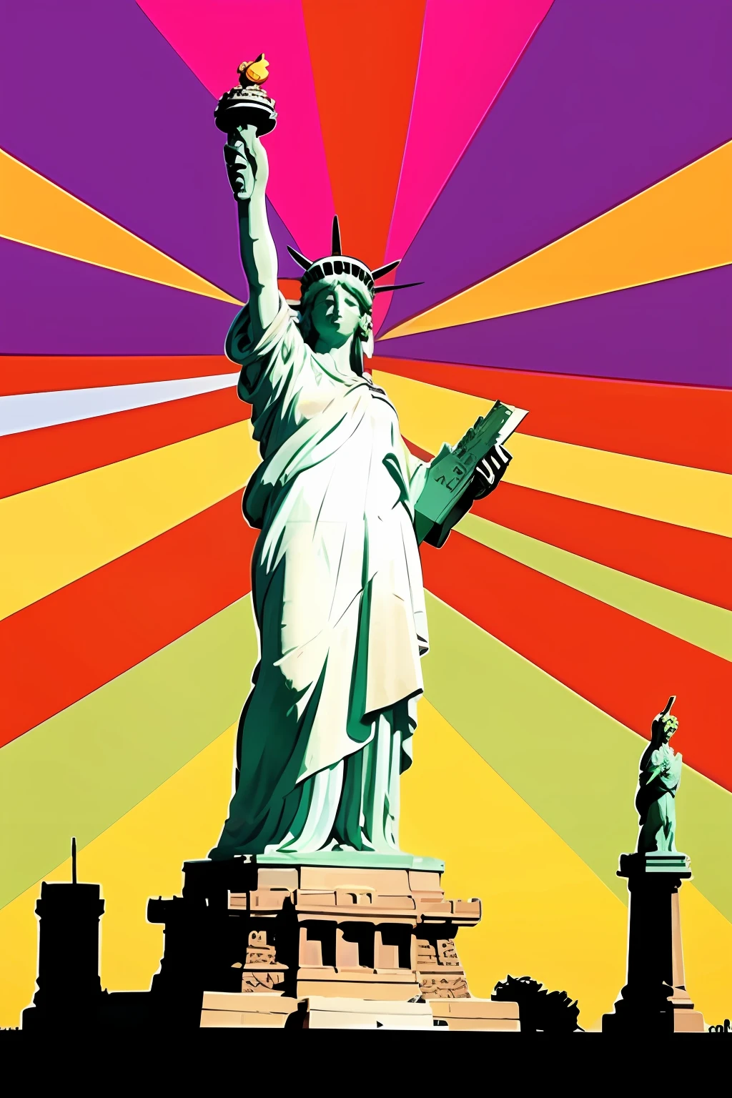 Statue of Liberty, in the style of Peter max