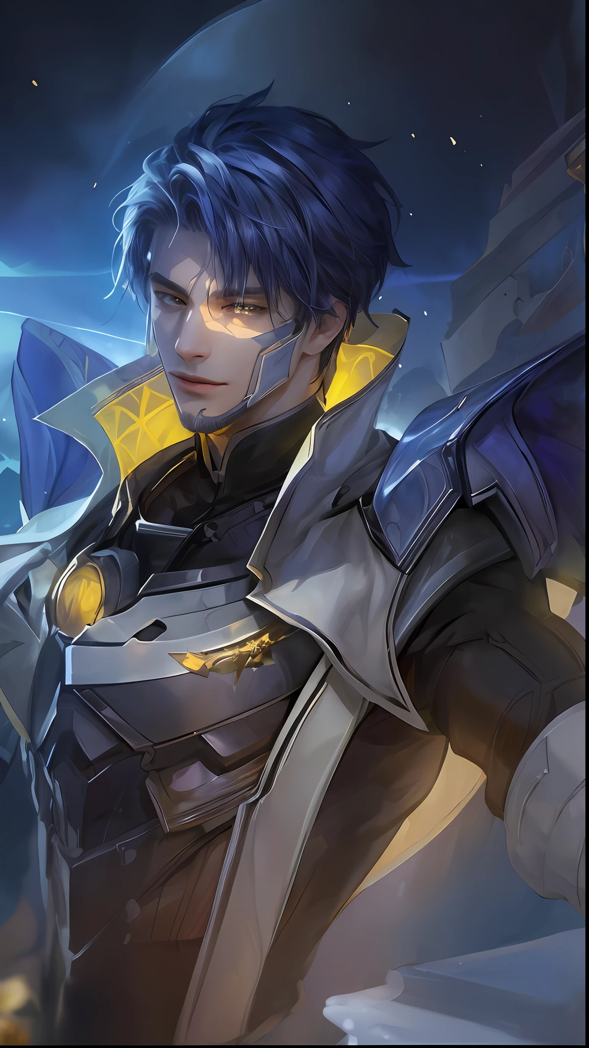 (Absurdres, Intricate Details, Masterpiece, Best Quality, High Resolution, 8k), 1 male, thin, young, aged up, masked, finely detailed eyes and face, auburn low-fade hair, amber eyes, portrait, looking at viewer, solo, half shot, detailed background, (light fantasy theme:1.1), focusing, mercenary, sunshine, floating scraps, color plate armor, divine aura, bright realistic lighting, marble castle, intense atmosphere, circlet, coat of arms, brazier, , Depth of Field, VFX,define the eyes.