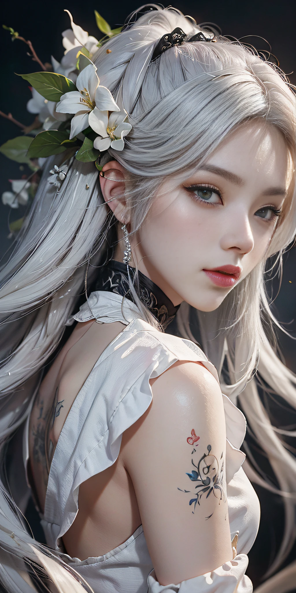 a close up of a woman with white hair and a white mask, beautiful character painting, guweiz, artwork in the style of guweiz, white haired deity, by Yang J, epic exquisite character art, stunning character art, by Fan Qi, by Wuzhun Shifan, guweiz on pixiv artstation