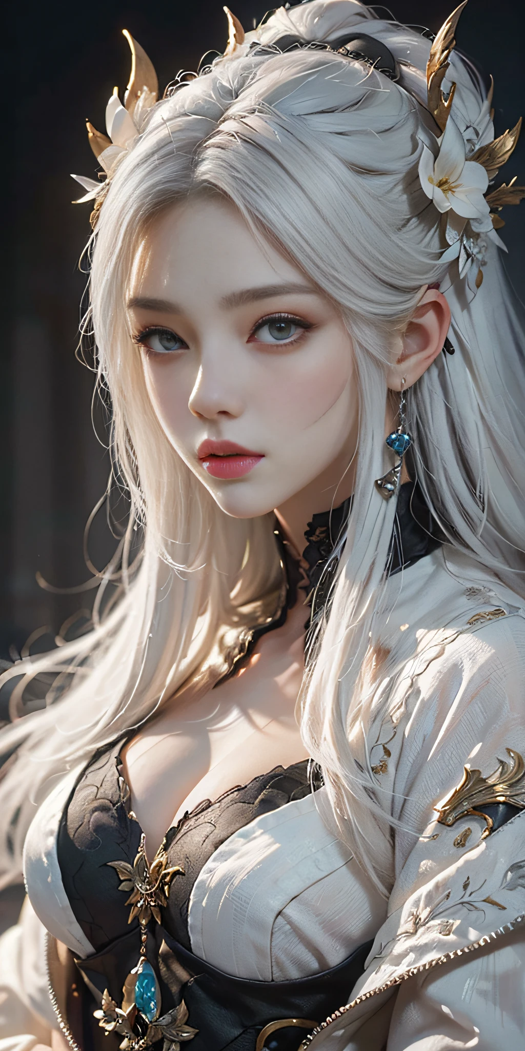 a close up of a woman with white hair and a white mask, beautiful character painting, guweiz, artwork in the style of guweiz, white haired deity, by Yang J, epic exquisite character art, stunning character art, by Fan Qi, by Wuzhun Shifan, guweiz on pixiv artstation