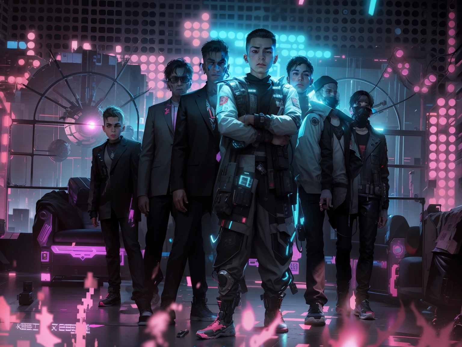 Change this background cyberpunk, realistic face,8k, ultra graphics, a boy