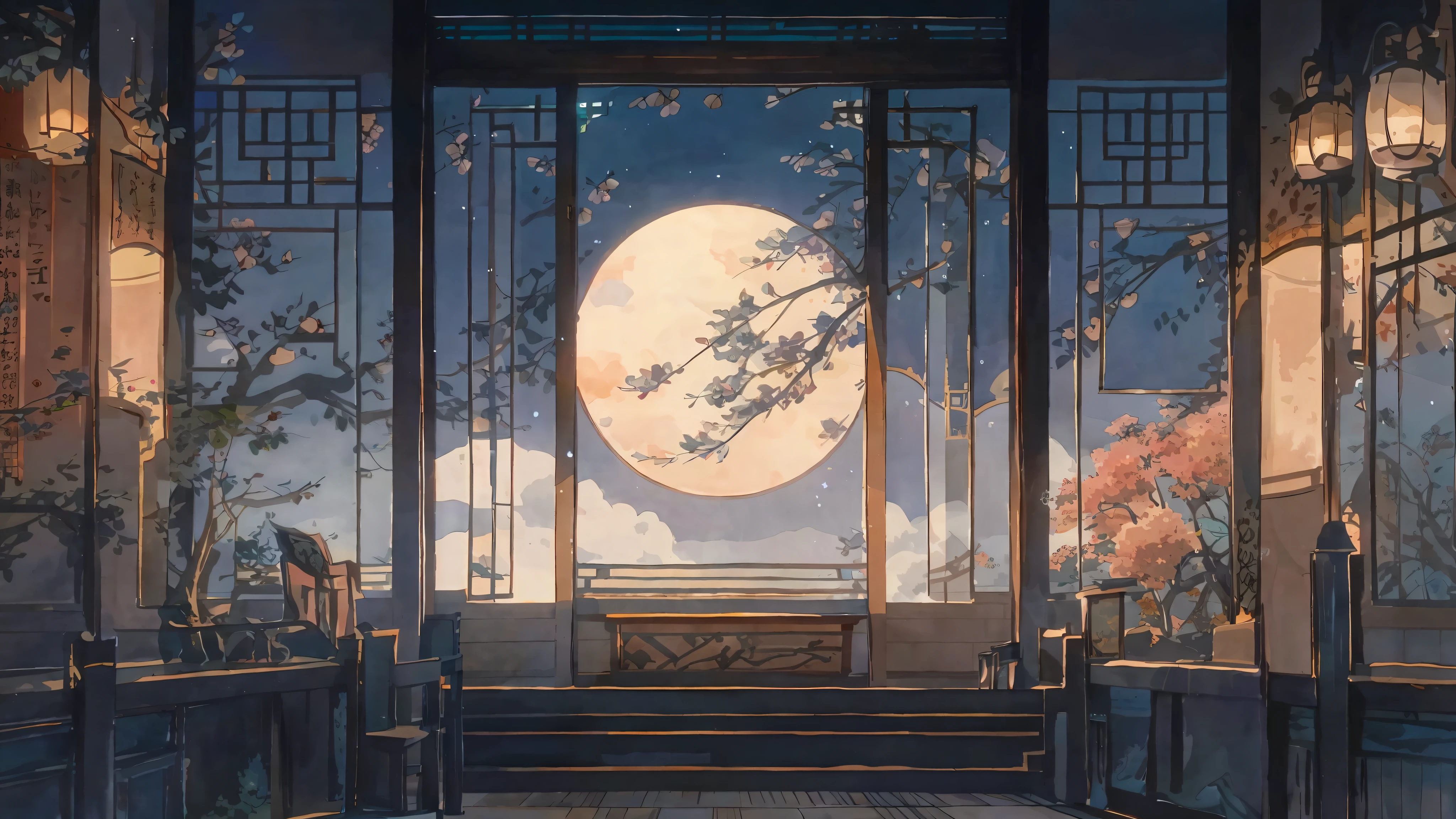 anime scenery of a room with a large window and a bench, anime background art, anime background, japanese art style, scenery artwork, beautiful aesthetic art, beautiful anime scene, anime aesthetic, stunning art style, anime beautiful peace scene, ross tran. scenic background, relaxing concept art, background art, interior background art, anime scenery concept art, anime scenery