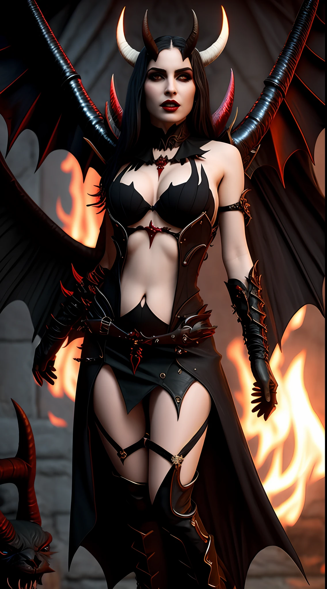 arafed woman in a black dress with horns and blood on her chest, beautiful succubus, succubus | medieval, diablo 4 lilith, beautiful elegant demon queen, succubus, winged demon girl, diablo 4 queen, white horns queen demon, wojtek fus, portrait of demon girl, winged demoness, portrait of a female demon, succubus in tight short dress
