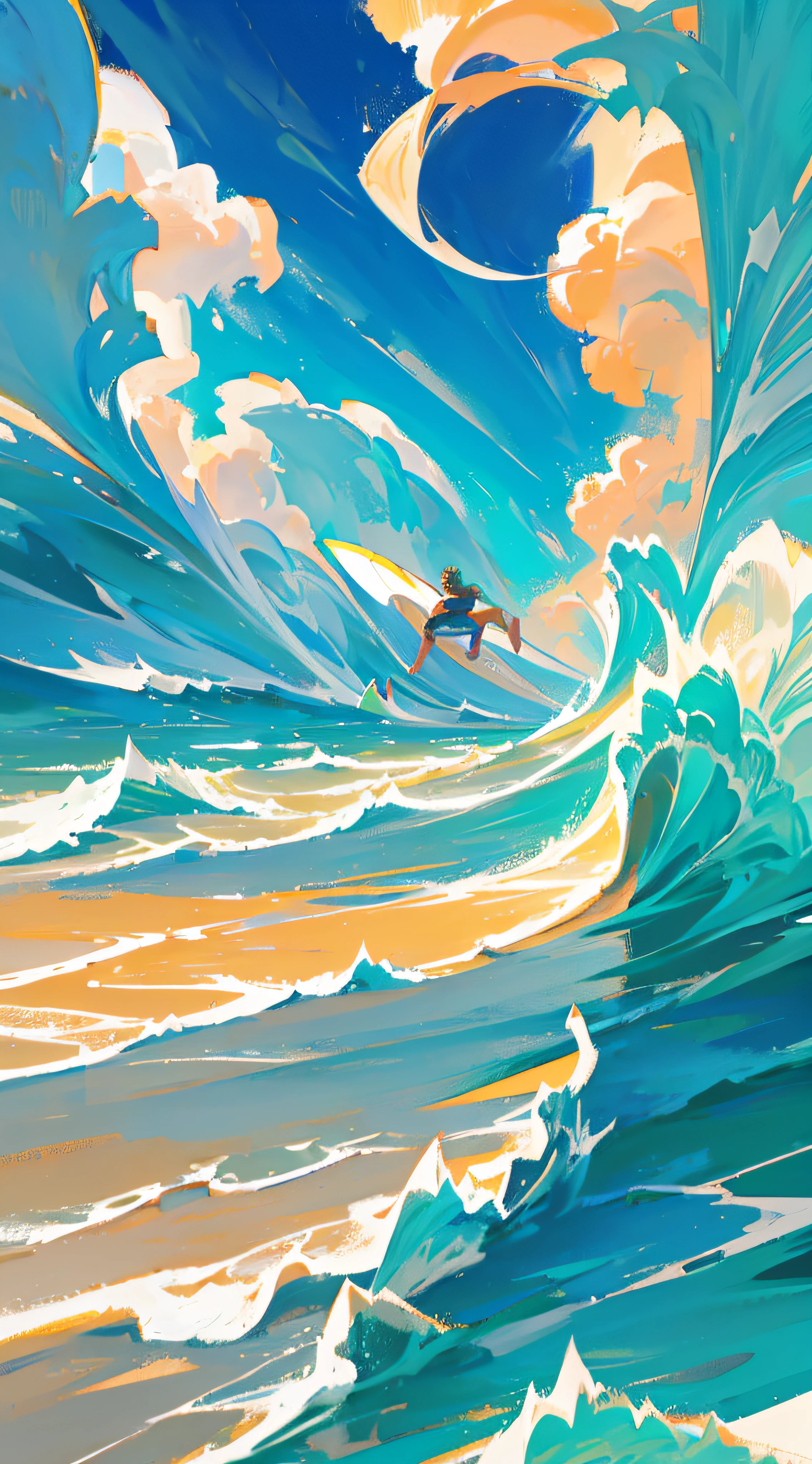 Surfers tumbling in the waves