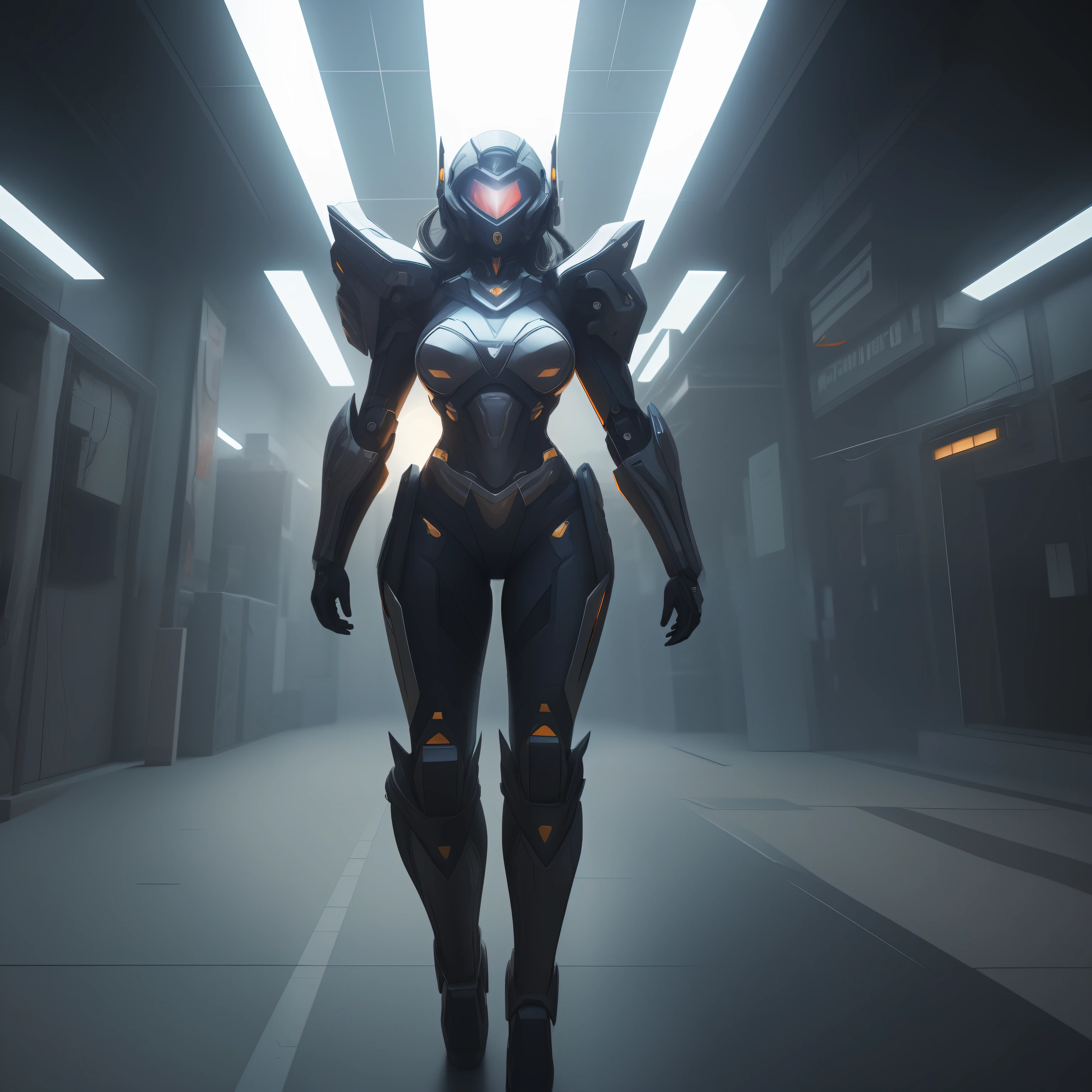 ((Best Quality)), ((Masterpiece)), (Very Detailed: 1.3), 3D, Icaru valkirie-mecha, Beautiful cyberpunk woman wearing crown, with master chef style armor, sci-fi technology, HDR (High Dynamic Range), ray tracing, nvidia RTX, super resolution, unreal 5, subsurface scattering, PBR texture, post-processing, anisotropic filtering, depth of field, maximum sharpness and sharpness, multi-layer texture, Specular and albedo mapping, surface shading, accurate simulation of light-material interactions, perfect proportions, octane rendering, duotone lighting, low ISO, white balance, rule of thirds, wide aperture, 8K RAW, high efficiency subpixels, subpixel convolution, light particles, light scattering, Tyndall effect, very sexy, full body, battle pose, black hair with braids,
