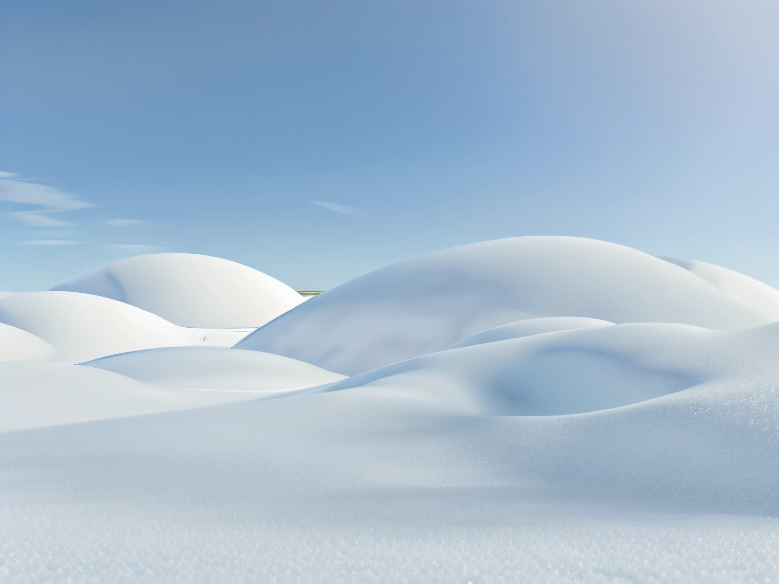 snowfield，lisses，Close-up，white backgrounid，C4D，3D rendering of，Real Photographics，Winters，4K，8K，without humans，Camera shot，Real Scene