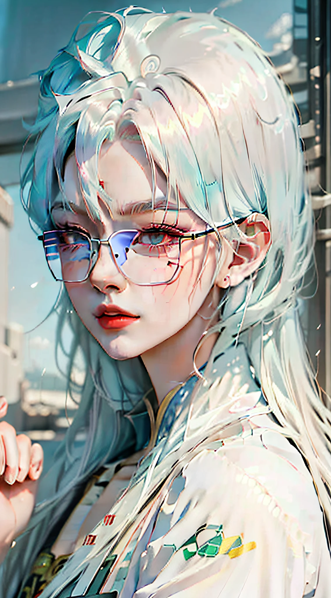 Anime boy with colored hair and glasses staring at camera，Guweiz-style artwork，stunning anime face portrait，High-quality portraits，style of anime4 K，High Quality Anime Art Style，a beautiful anime portrait，detailed digital anime art，Male anime style，Realistic anime art style，digital anime illustration，anime style portrait，style of anime。8K