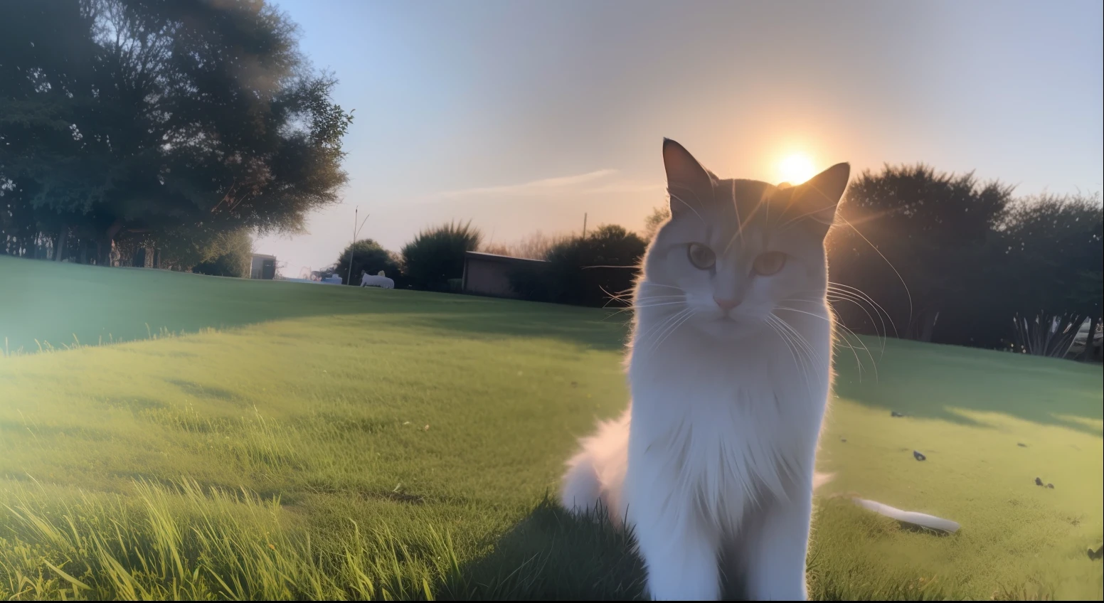 Kizi,exteriors,silber hair,Green grasslands,cinematric light,chase,the setting sun,rays of moonlight,Flashlight