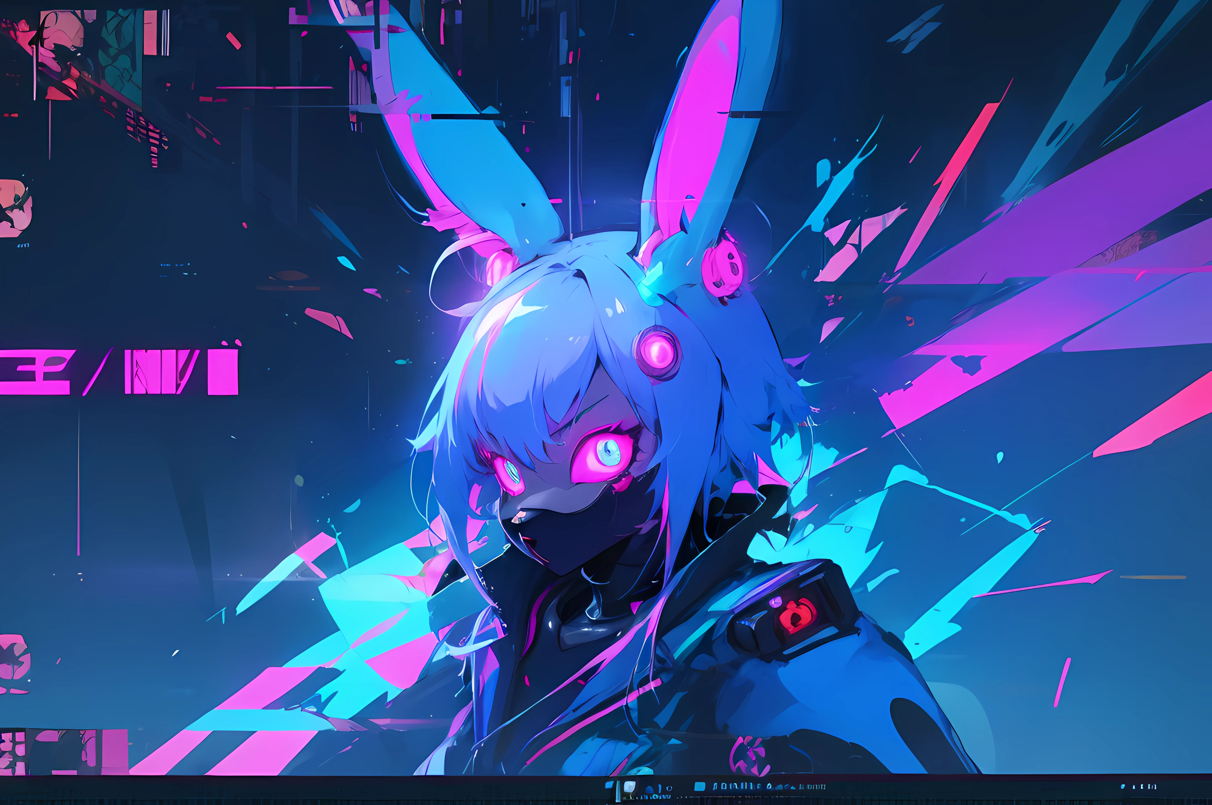 (vintage vhs), (crt screenshot), (Zen, Amy Sol style), (((blue anthro kemono furry rabbit))), underground cavern shining flashlight in old ruins, scene from a show about a blue anthro furry kemono rabbit who investigates deep space crime, (vast decrepit scenery:1.2) blame! style, nightmarish illustration, glowing eyes everywhere, intense eye contact, hybrid human / anthro, electrixbunny, rabbit anthro portrait, ((portrait)), bunnypunk, weirdcore voidpunk fursona, wearing bunny ears, cover art with light abstraction, abstract, simple vector art, contemporary Cybernetic art, color gradients, soft color palettes, layered forms, whimsical animation, style Ethereal abstract, 4K, , anime character with futuristic hair and glowing eyes in a dark room, digital cyberpunk anime art, anime style 4 k, digital cyberpunk - anime art, anime mecha aesthetic, digital cyberpunk anime!!, anime cyberpunk art, fully robotic!! catgirl, hyper concept art, cyberpunk anime girl mech, portrait anime space cadet girl, wearing cybernetic bunny ears , anime character with futuristic hair and glowing eyes in a dark room, digital cyberpunk anime art, anime style 4 k, digital cyberpunk - anime art, anime mecha aesthetic, digital cyberpunk anime!!, anime cyberpunk art, fully robotic!! catgirl, hyper concept art, cyberpunk anime girl mech, portrait anime space cadet girl, wearing cybernetic bunny ears --v6