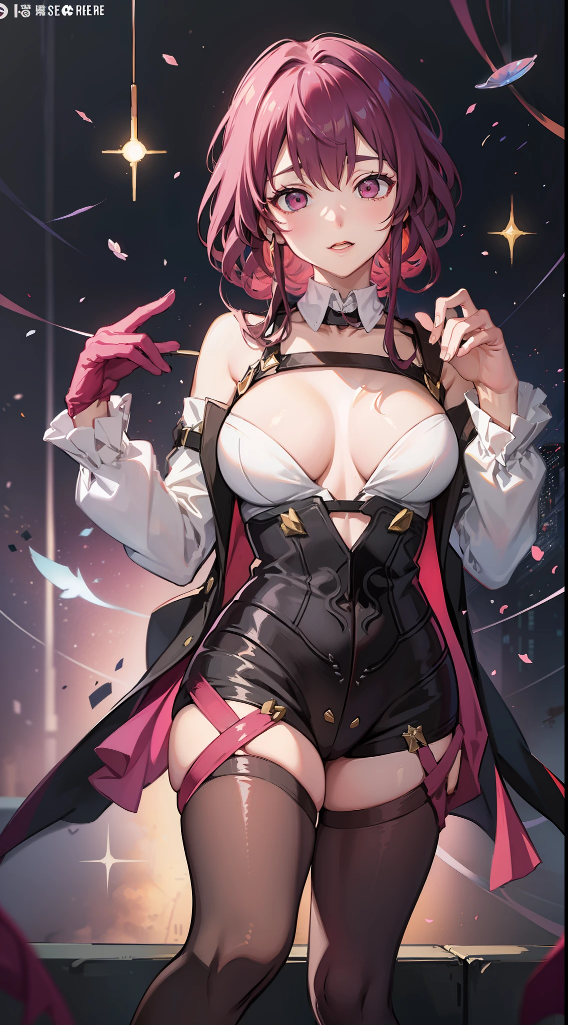 Honkai,Star Dome Railway,Kafka,Purple colored hair,Sexy suit,Purple gloves,Purple pantyhose,Purple boots,tmasterpiece,full bodyesbian