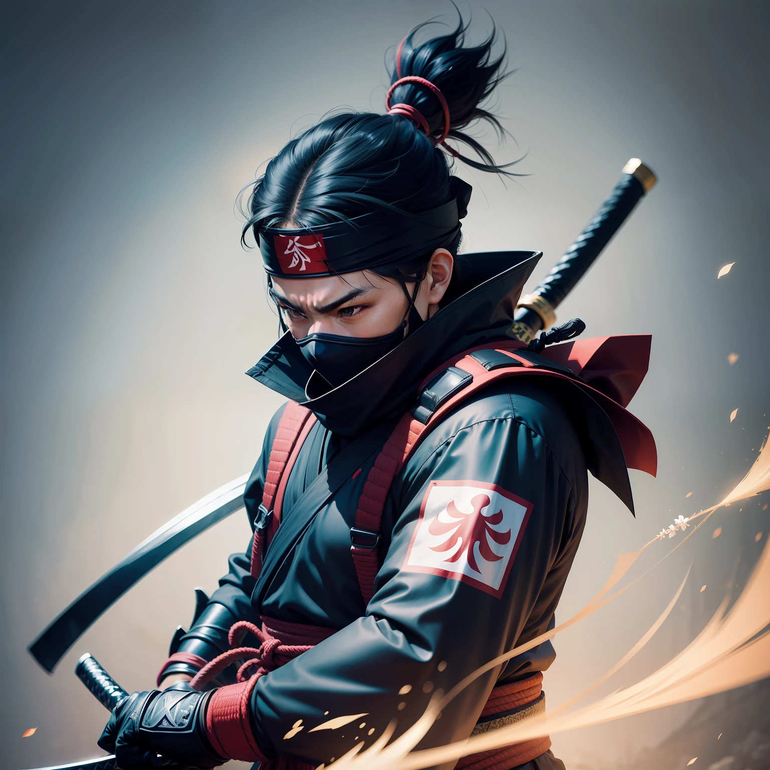 Japan Ninja,jumpping,Carrying a katana