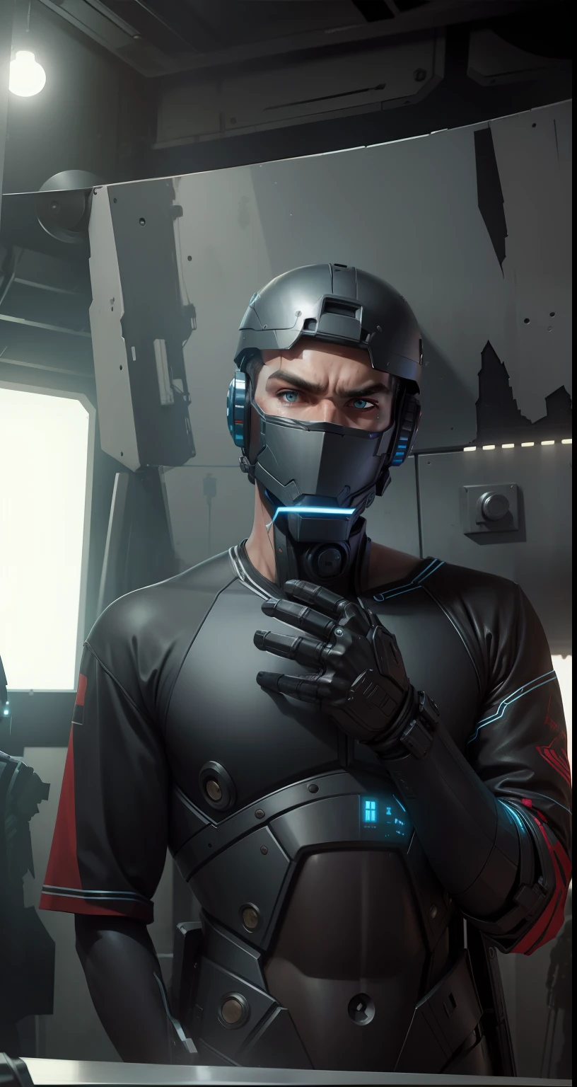 Robot looking original face handsome and background change killer looking and battleground style face
