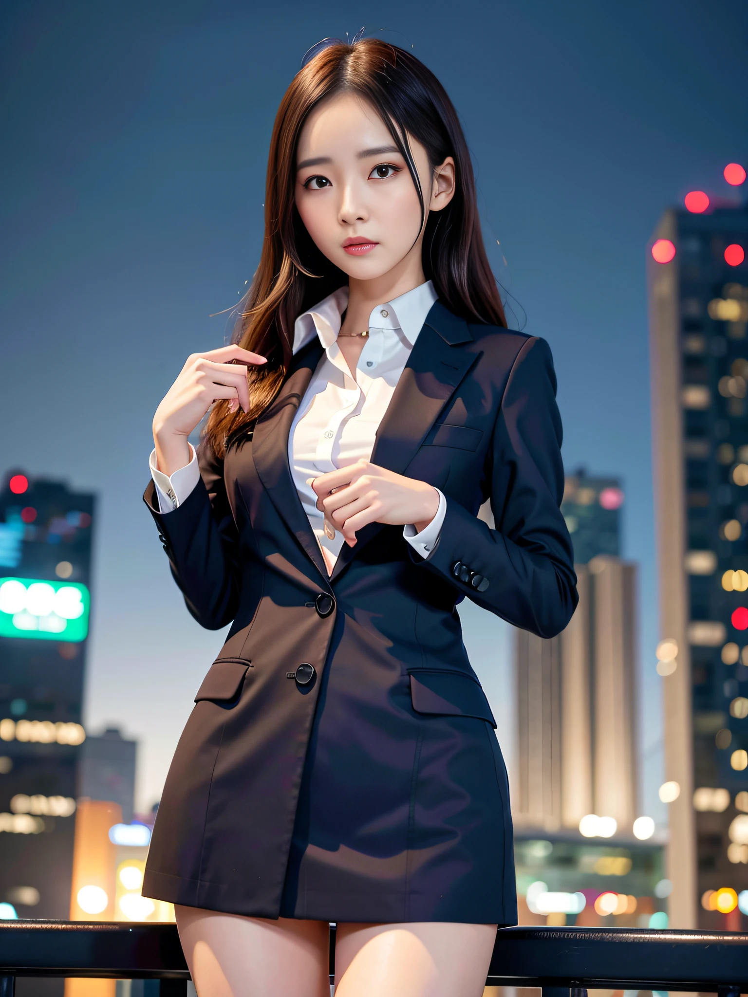 realisticlying,photorealestic,独奏,realisticlying,best qualtiy,超高分辨率,serious expressions,Stand on the city skyline at night,City neon lights background at night, Business suit,The shirt,Business Suit Skirt, big breasts beautiful,tmasterpiece,Best quality at best,A detailed face,perfect litthing,独奏,1girll,best qualtiy,超高分辨率,realisticlying,Super meticulous,tmasterpiece,Best quality,Yoona 1,