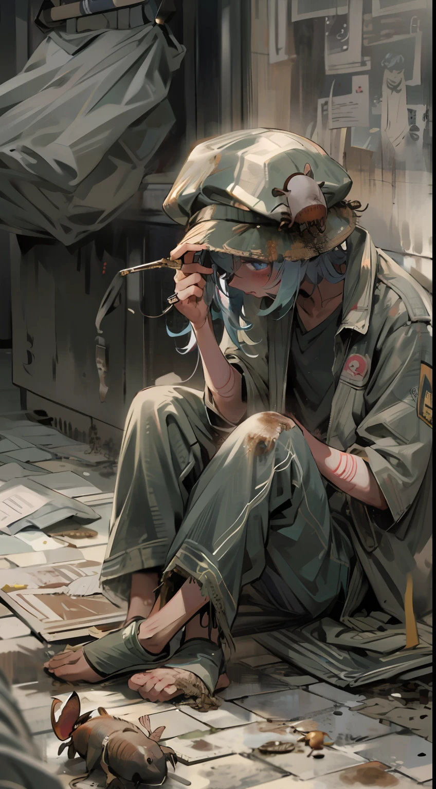 In town, There are actually a lot of thin poor people in rags, Sitting directly or even lying in filth，Their eyes were numb，Let the flies、A mouse、A cockroach