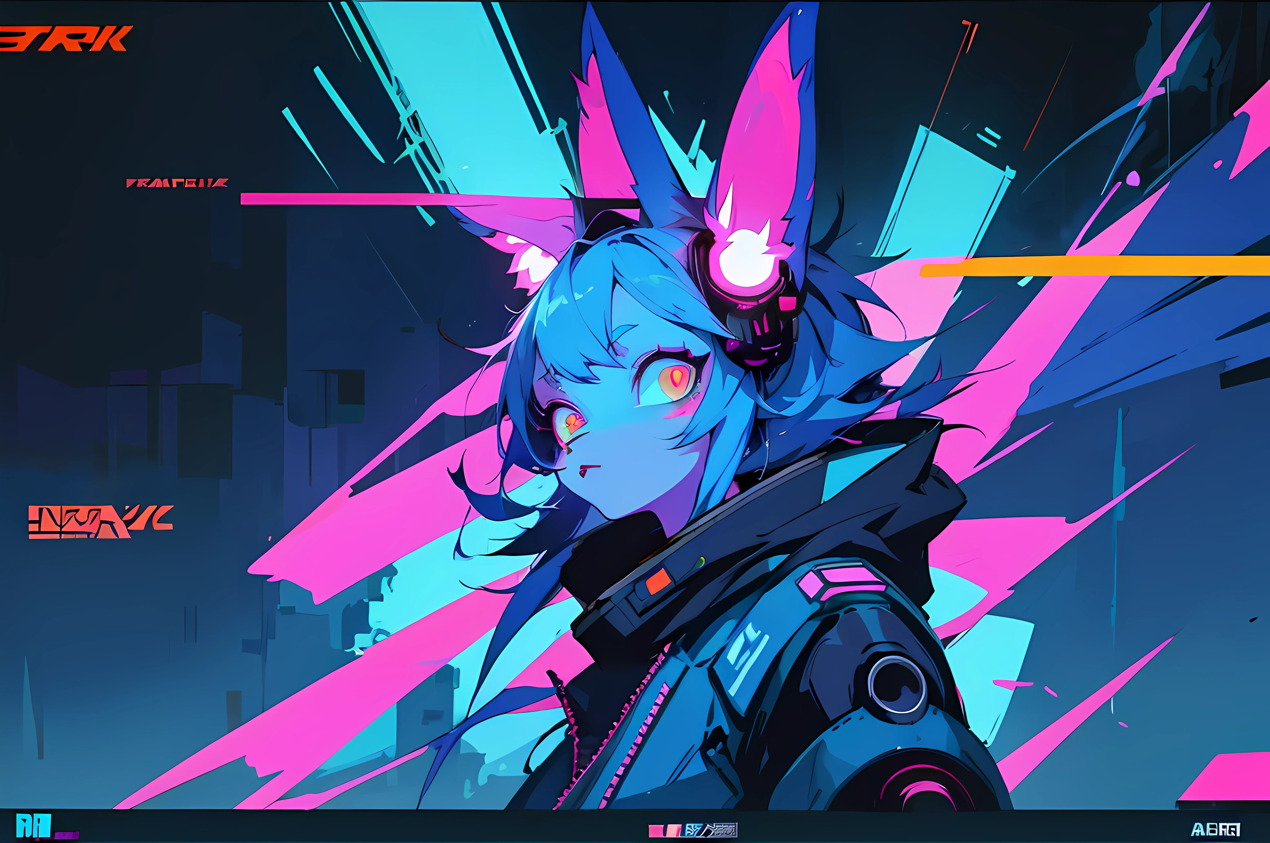 (vintage vhs), (crt screenshot), (Zen, Amy Sol style), (((blue anthro kemono furry rabbit))), underground cavern shining flashlight in old ruins, scene from a show about a blue anthro furry kemono rabbit who investigates deep space crime, (vast decrepit scenery:1.2) blame! style, nightmarish illustration, glowing eyes everywhere, intense eye contact, hybrid human / anthro, electrixbunny, rabbit anthro portrait, ((portrait)), bunnypunk, weirdcore voidpunk fursona, wearing bunny ears, cover art with light abstraction, abstract, simple vector art, contemporary Cybernetic art, color gradients, soft color palettes, layered forms, whimsical animation, style Ethereal abstract, 4K, , anime character with futuristic hair and glowing eyes in a dark room, digital cyberpunk anime art, anime style 4 k, digital cyberpunk - anime art, anime mecha aesthetic, digital cyberpunk anime!!, anime cyberpunk art, fully robotic!! catgirl, hyper concept art, cyberpunk anime girl mech, portrait anime space cadet girl, wearing cybernetic bunny ears , anime character with futuristic hair and glowing eyes in a dark room, digital cyberpunk anime art, anime style 4 k, digital cyberpunk - anime art, anime mecha aesthetic, digital cyberpunk anime!!, anime cyberpunk art, fully robotic!! catgirl, hyper concept art, cyberpunk anime girl mech, portrait anime space cadet girl, wearing cybernetic bunny ears --v6