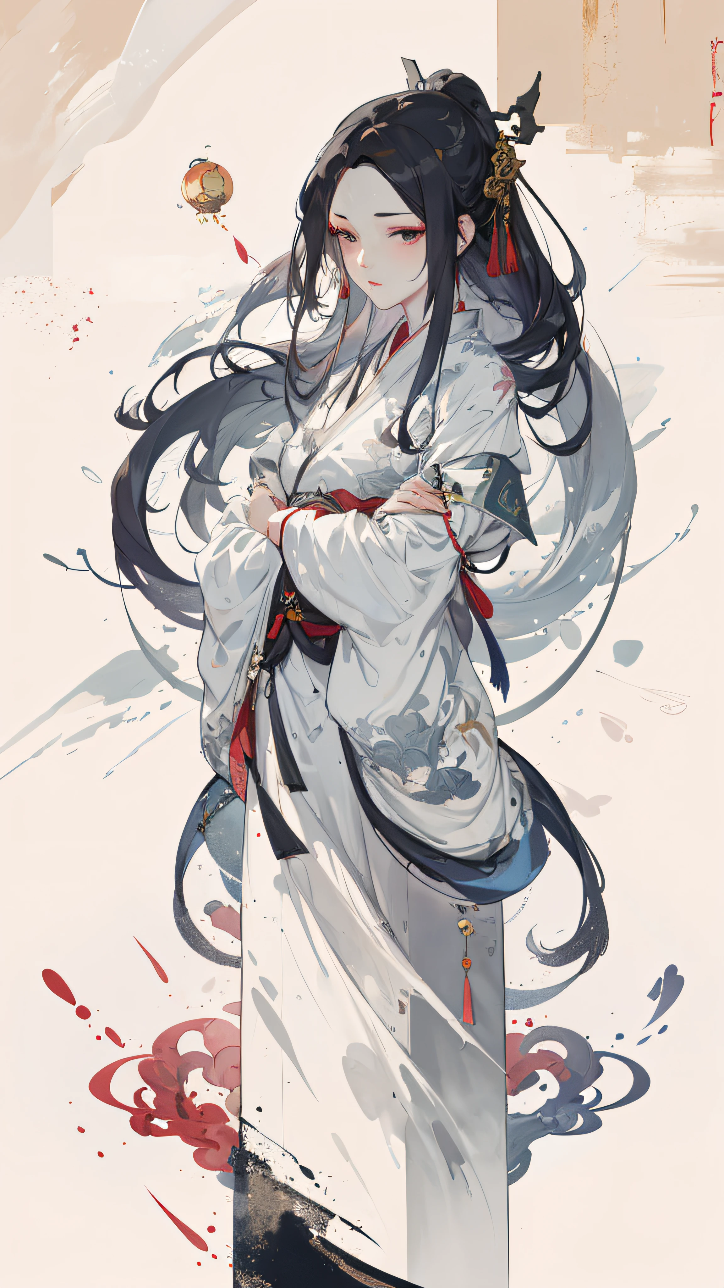 a close up of a woman with white hair and a white mask, beautiful character painting, guweiz, artwork in the style of guweiz, white haired deity, by Yang J, epic exquisite character art, stunning character art, by Fan Qi, by Wuzhun Shifan, guweiz on pixiv artstation