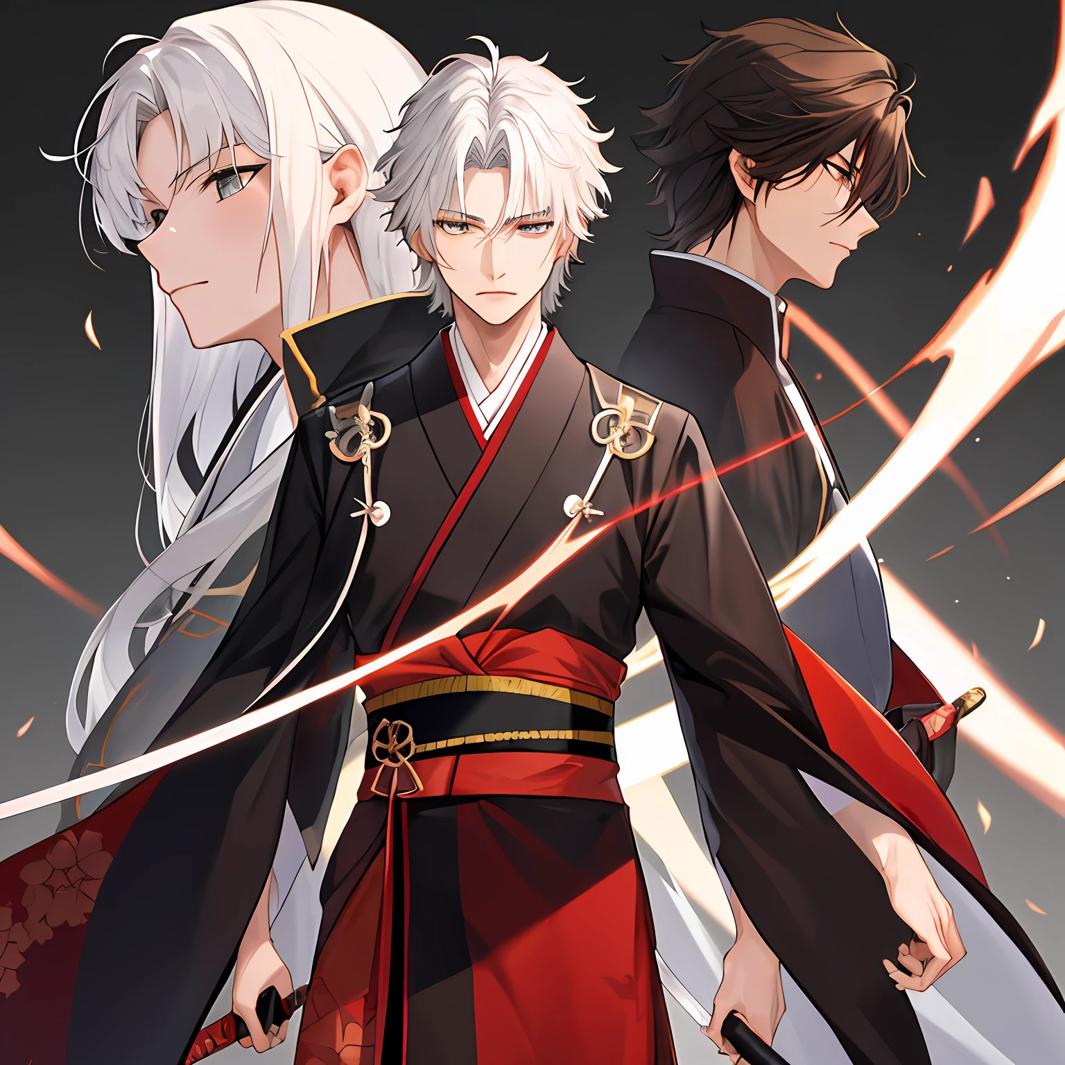 FF Face White Hair Red Kimono Sword Master Toshizo Hijikata Beautiful