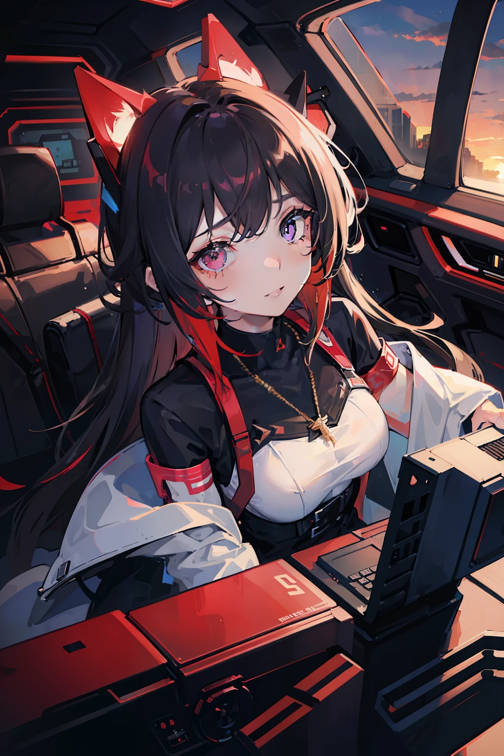 (nvinkpunk: 1.2) (snthwve style: 0.8) Corvette, light wave, sunset, complex and elaborate design