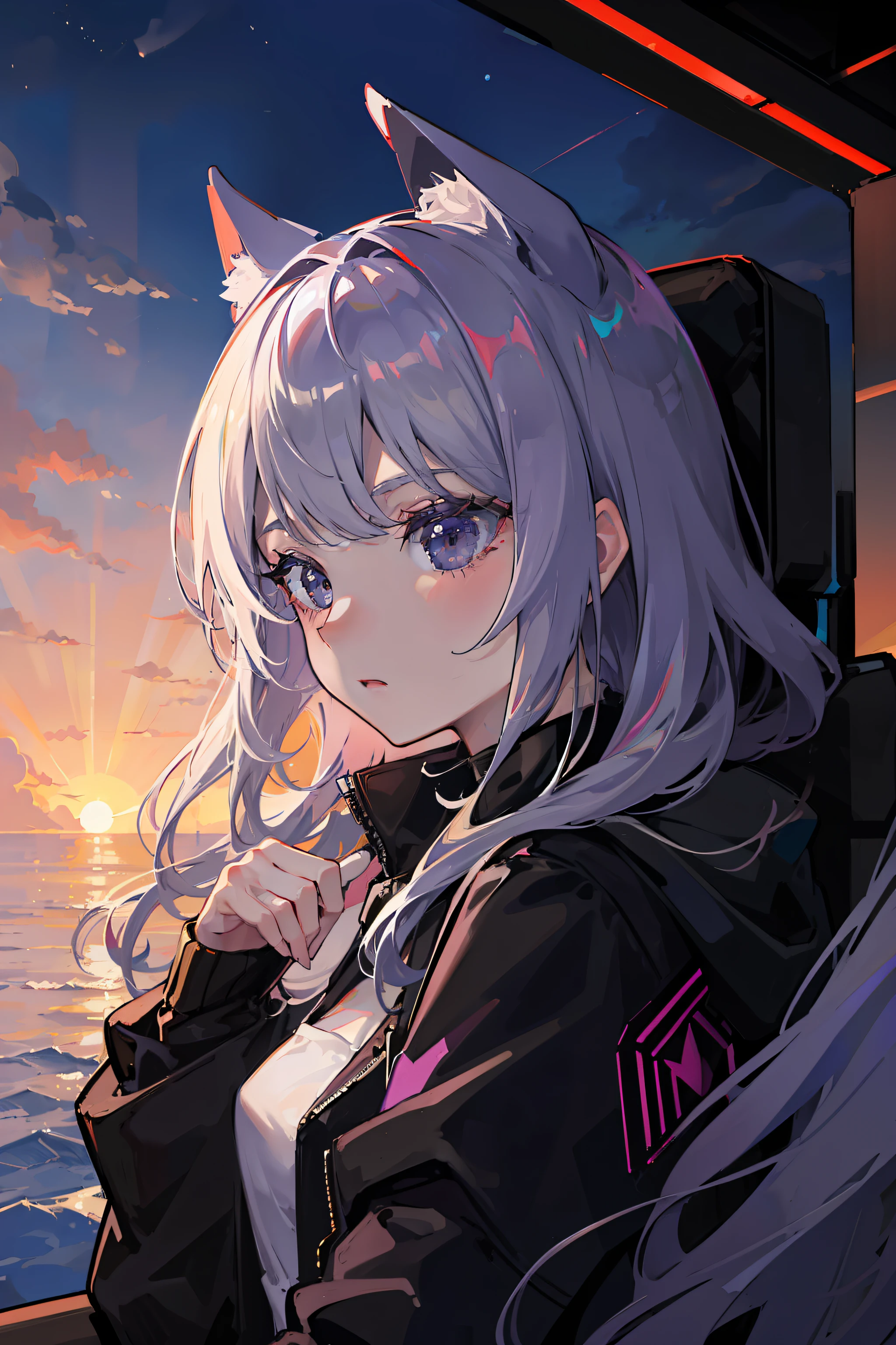 (nvinkpunk: 1.2) (snthwve style: 0.8) Corvette, light wave, sunset, complex and elaborate design
