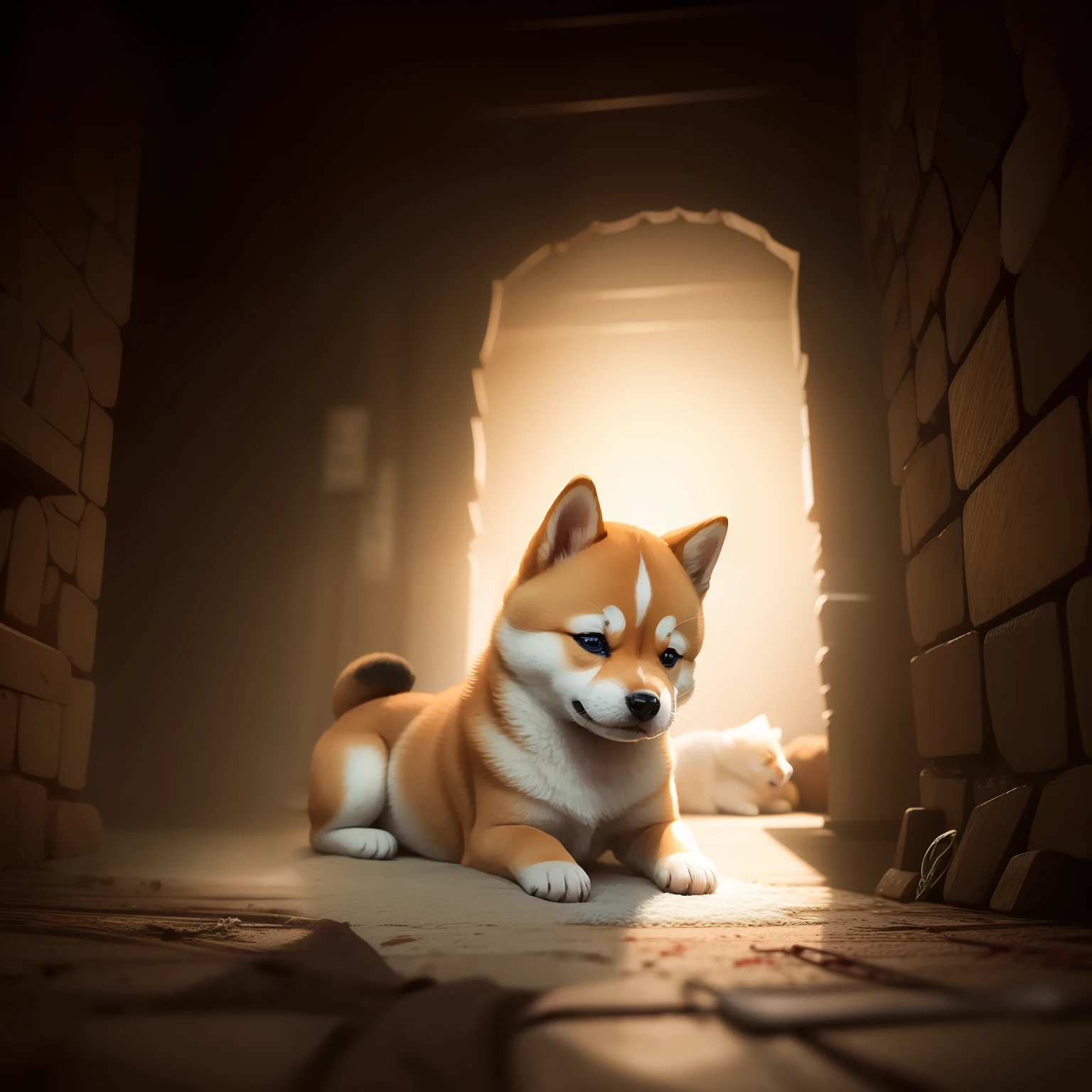 Blood is coming out、Lie down and sleep、Small and cute Shiba Inu puppy