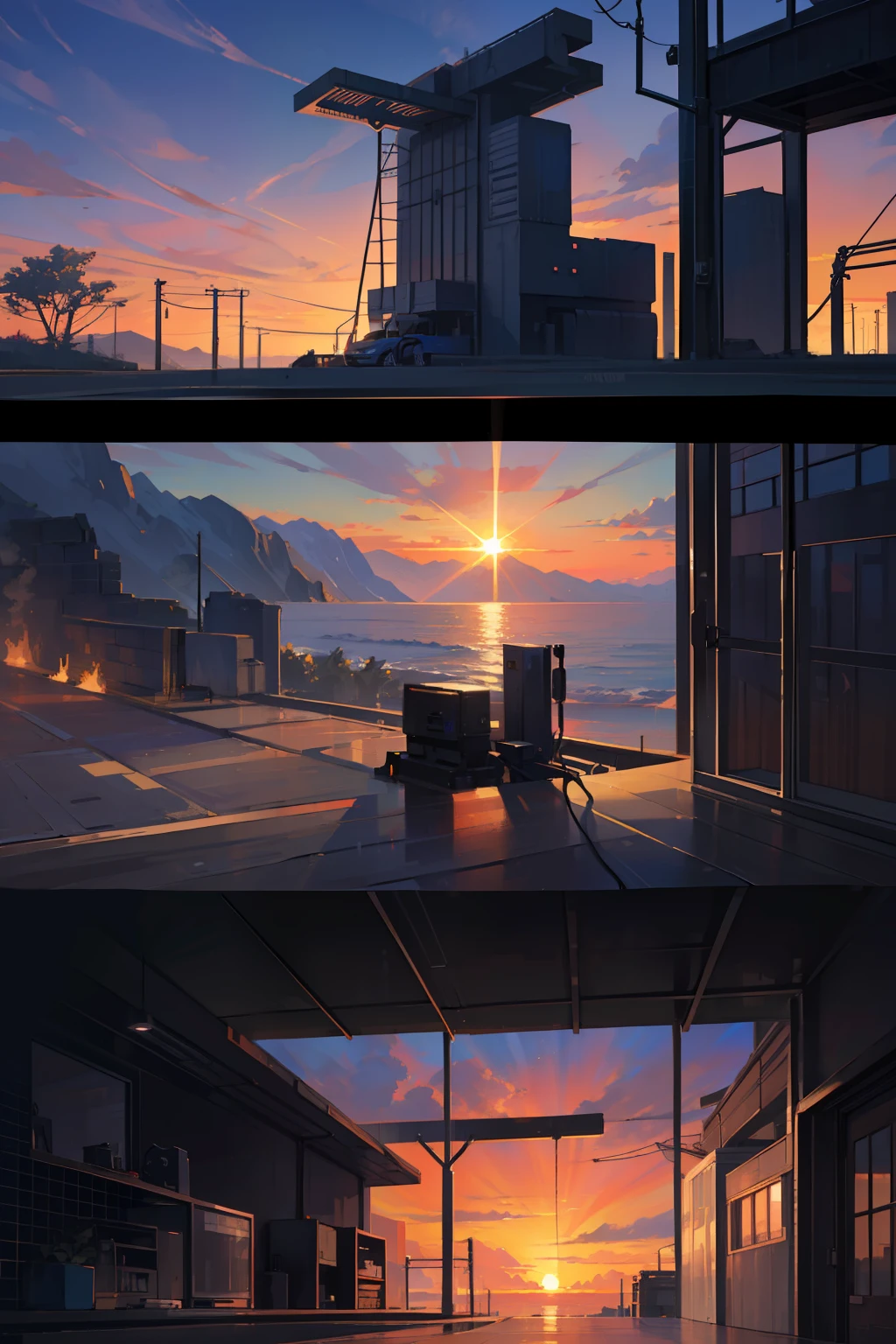 (nvinkpunk: 1.2) (snthwve style: 0.8) Corvette, light wave, sunset, complex and elaborate design