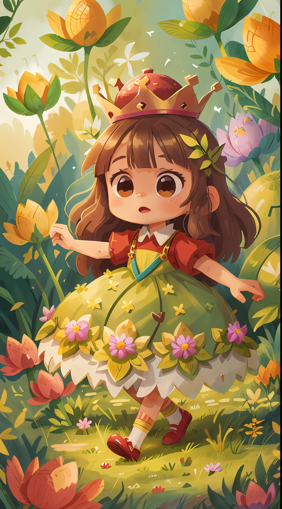6-year-old princess, stands in a meadow, There is a crown on his head, Perfect Quality, Clear Focus (Clutter - Castle: 0,8), (tmasterpiece: 1,2) (Realistic: 1,2) (bokeh) (beste-Qualit) (Detail Skin: 1,3) (intricate detials) (8K) (Detail of the eyes) (Clear Focus)