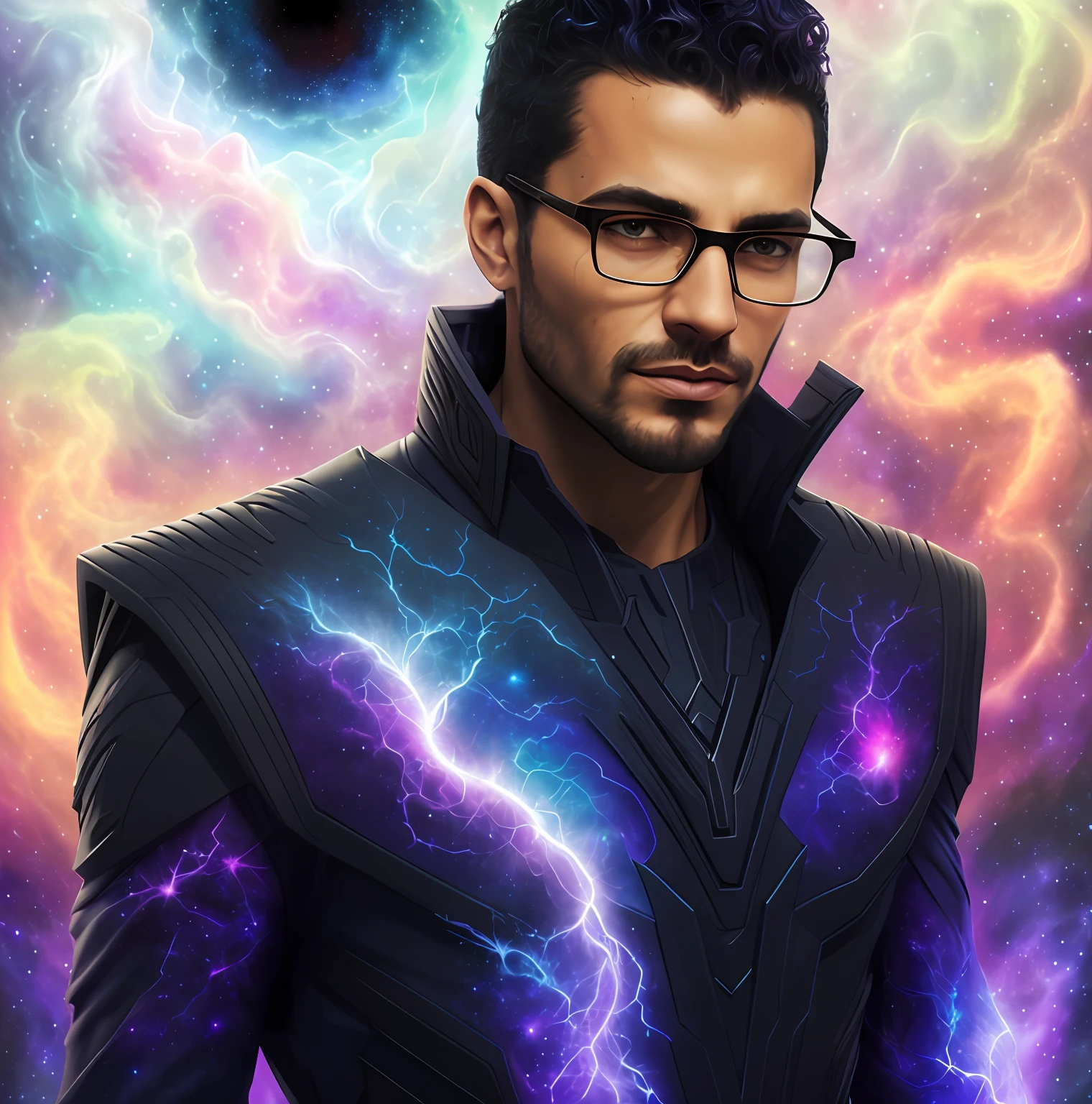 fundo roxo e azul, portrait of a cosmic entity, strange portrait with galaxy, no plano astral ) ), astral appearance, galactic dmt entity, aura de nebulosa em torno do assunto, aura negra brilhante, cosmic entity, Galactic Entity, galactic deity, cosmic horror entity, quality astral projection rendering, Portrait of a cosmic god, astral ethereal, Fractal Thunder Dan Mumford no topo, arte conceitual 8k, 8k arte impressionante, epic scifi fantasy art, Epic Fantasy Digital Art Style, Arte de fantasia 8k, arte conceitual 8 k, corpo astral, Chaotic atmosphere