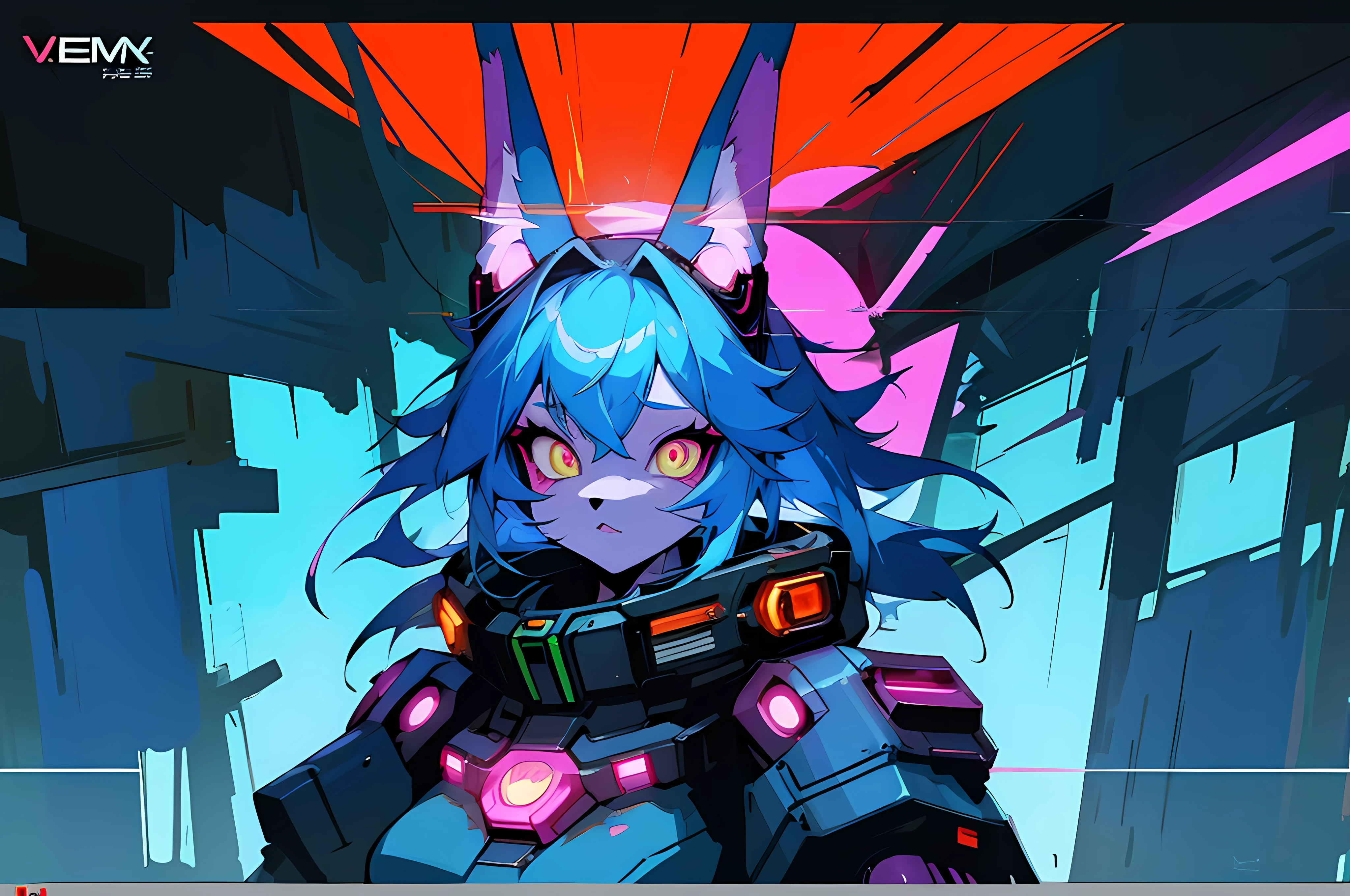 (vintage vhs), (crt screenshot), (Zen, Amy Sol style), (((blue anthro kemono furry rabbit))), underground cavern shining flashlight in old ruins, scene from a show about a blue anthro furry kemono rabbit who investigates deep space crime, (vast decrepit scenery:1.2) blame! style, nightmarish illustration, glowing eyes everywhere, intense eye contact, hybrid human / anthro, electrixbunny, rabbit anthro portrait, ((portrait)), bunnypunk, weirdcore voidpunk fursona, wearing bunny ears, cover art with light abstraction, abstract, simple vector art, contemporary Cybernetic art, color gradients, soft color palettes, layered forms, whimsical animation, style Ethereal abstract, 4K, , anime character with futuristic hair and glowing eyes in a dark room, digital cyberpunk anime art, anime style 4 k, digital cyberpunk - anime art, anime mecha aesthetic, digital cyberpunk anime!!, anime cyberpunk art, fully robotic!! catgirl, hyper concept art, cyberpunk anime girl mech, portrait anime space cadet girl, wearing cybernetic bunny ears , anime character with futuristic hair and glowing eyes in a dark room, digital cyberpunk anime art, anime style 4 k, digital cyberpunk - anime art, anime mecha aesthetic, digital cyberpunk anime!!, anime cyberpunk art, fully robotic!! catgirl, hyper concept art, cyberpunk anime girl mech, portrait anime space cadet girl, wearing cybernetic bunny ears --v6