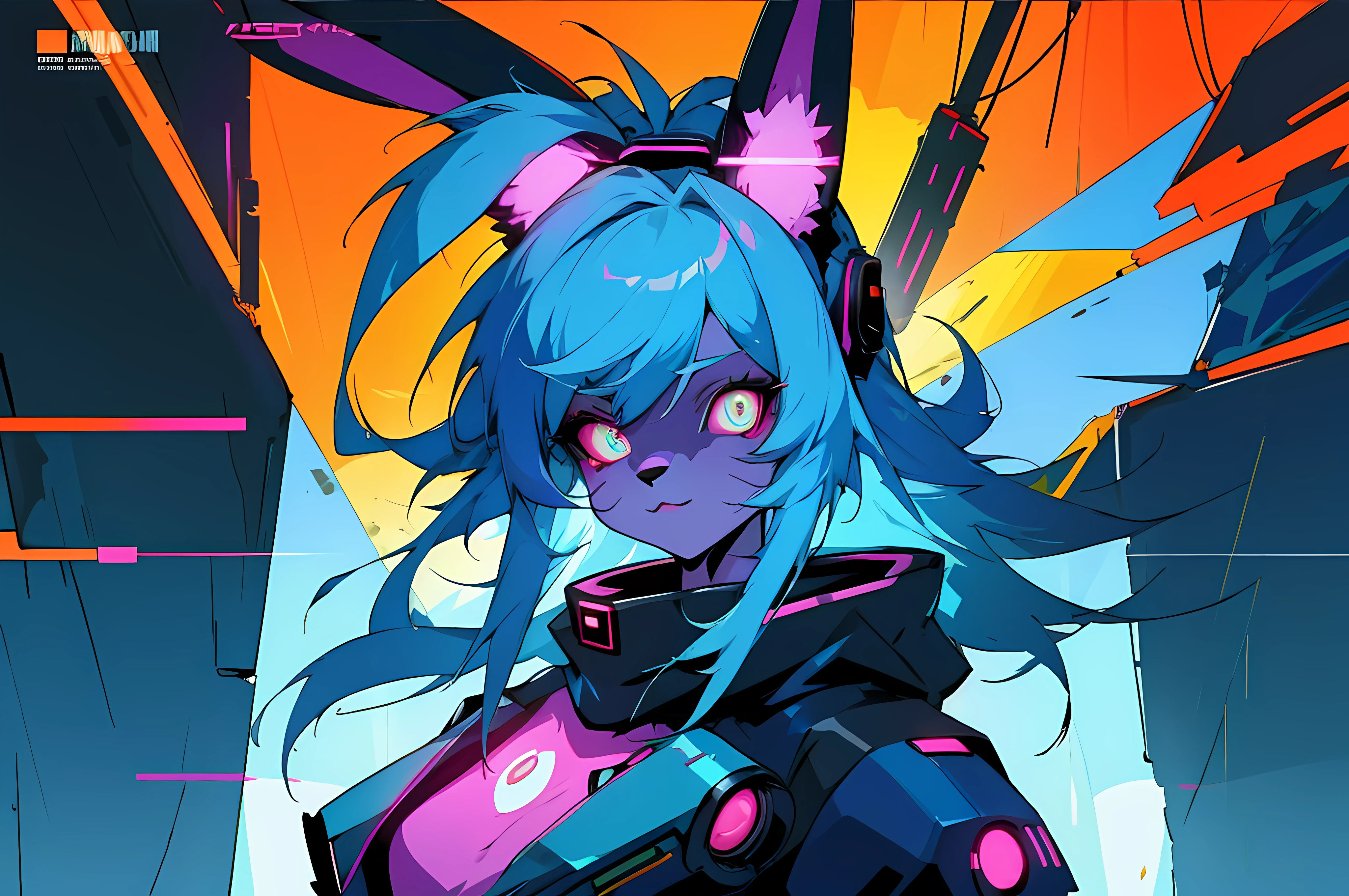 (vintage vhs), (crt screenshot), (Zen, Amy Sol style), (((blue anthro kemono furry rabbit))), underground cavern shining flashlight in old ruins, scene from a show about a blue anthro furry kemono rabbit who investigates deep space crime, (vast decrepit scenery:1.2) blame! style, nightmarish illustration, glowing eyes everywhere, intense eye contact, hybrid human / anthro, electrixbunny, rabbit anthro portrait, ((portrait)), bunnypunk, weirdcore voidpunk fursona, wearing bunny ears, cover art with light abstraction, abstract, simple vector art, contemporary Cybernetic art, color gradients, soft color palettes, layered forms, whimsical animation, style Ethereal abstract, 4K, , anime character with futuristic hair and glowing eyes in a dark room, digital cyberpunk anime art, anime style 4 k, digital cyberpunk - anime art, anime mecha aesthetic, digital cyberpunk anime!!, anime cyberpunk art, fully robotic!! catgirl, hyper concept art, cyberpunk anime girl mech, portrait anime space cadet girl, wearing cybernetic bunny ears , anime character with futuristic hair and glowing eyes in a dark room, digital cyberpunk anime art, anime style 4 k, digital cyberpunk - anime art, anime mecha aesthetic, digital cyberpunk anime!!, anime cyberpunk art, fully robotic!! catgirl, hyper concept art, cyberpunk anime girl mech, portrait anime space cadet girl, wearing cybernetic bunny ears --v6