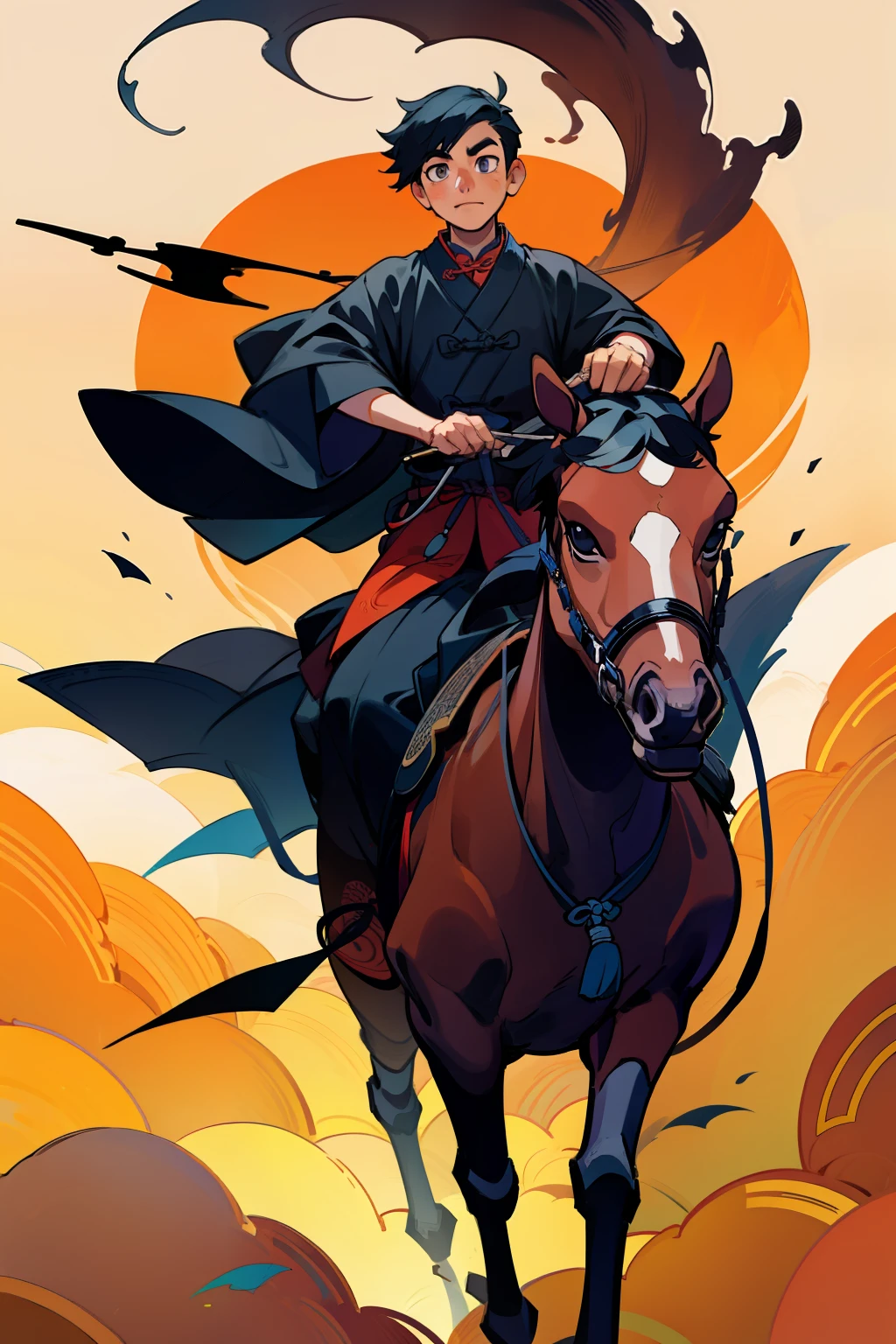 Tradition Chinese Ink Painting,Boy on horseback