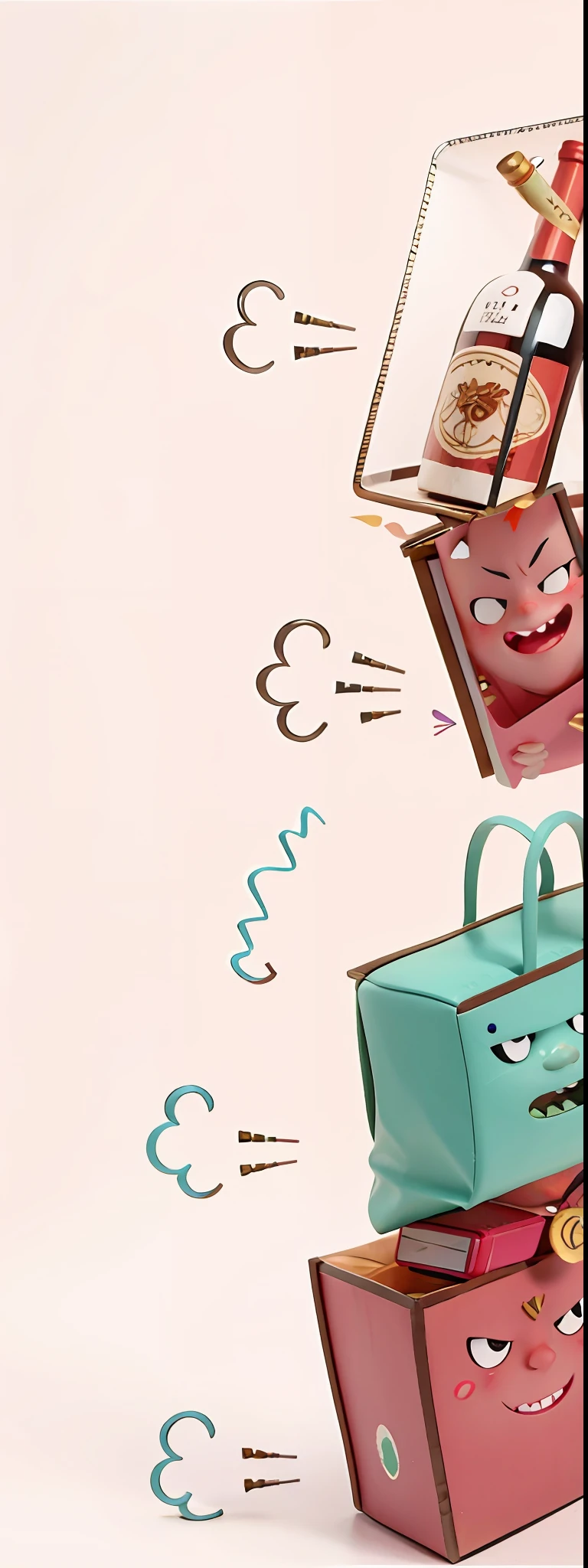 Box monsters,((gift,treasure,Wine bottles,Cigarettes turn into monsters))