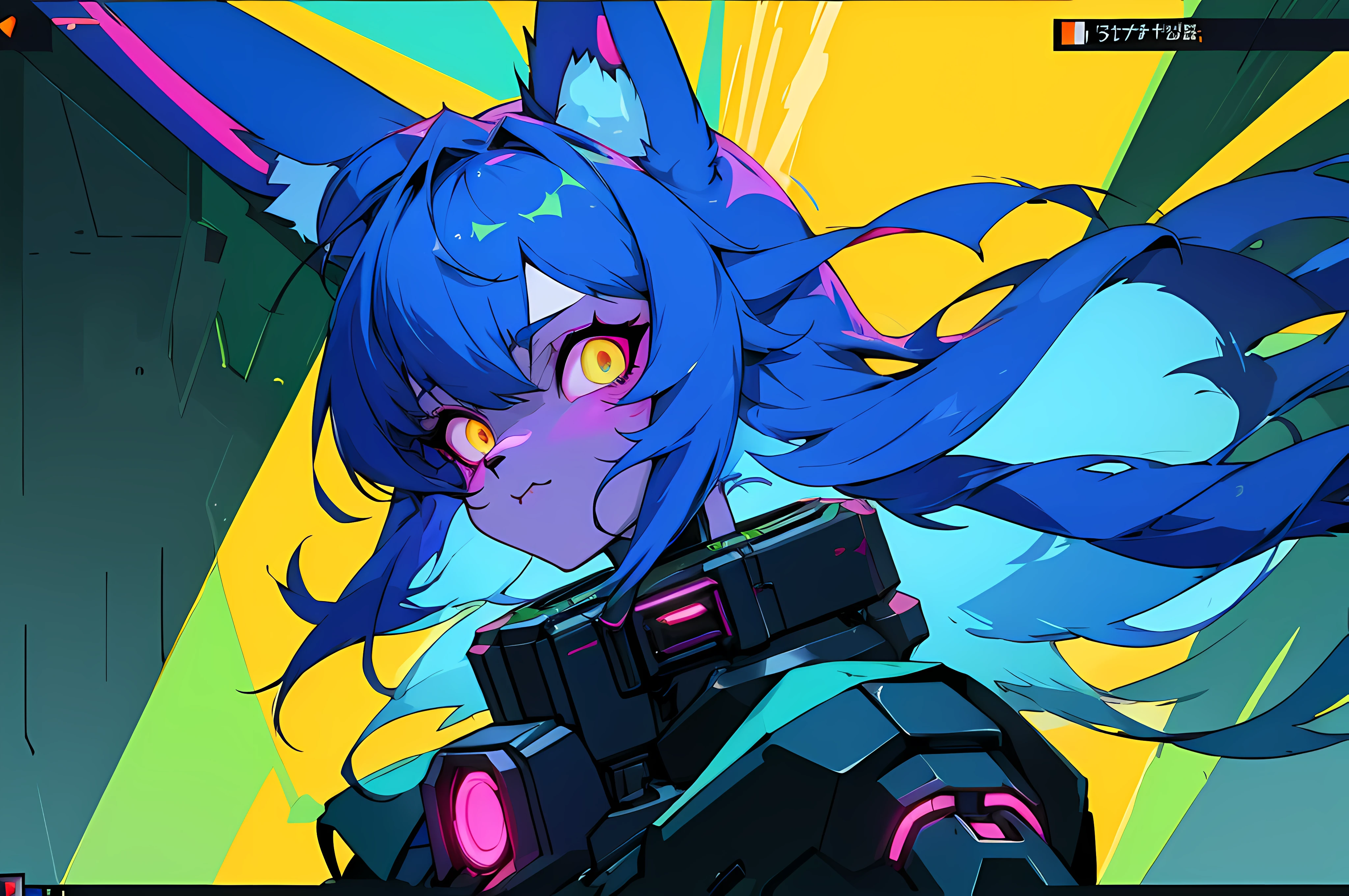 (vintage vhs), (crt screenshot), (Zen, Amy Sol style), (((blue anthro kemono furry rabbit))), underground cavern shining flashlight in old ruins, scene from a show about a blue anthro furry kemono rabbit who investigates deep space crime, (vast decrepit scenery:1.2) blame! style, nightmarish illustration, glowing eyes everywhere, intense eye contact, hybrid human / anthro, electrixbunny, rabbit anthro portrait, ((portrait)), bunnypunk, weirdcore voidpunk fursona, wearing bunny ears, cover art with light abstraction, abstract, simple vector art, contemporary Cybernetic art, color gradients, soft color palettes, layered forms, whimsical animation, style Ethereal abstract, 4K, , anime character with futuristic hair and glowing eyes in a dark room, digital cyberpunk anime art, anime style 4 k, digital cyberpunk - anime art, anime mecha aesthetic, digital cyberpunk anime!!, anime cyberpunk art, fully robotic!! catgirl, hyper concept art, cyberpunk anime girl mech, portrait anime space cadet girl, wearing cybernetic bunny ears , anime character with futuristic hair and glowing eyes in a dark room, digital cyberpunk anime art, anime style 4 k, digital cyberpunk - anime art, anime mecha aesthetic, digital cyberpunk anime!!, anime cyberpunk art, fully robotic!! catgirl, hyper concept art, cyberpunk anime girl mech, portrait anime space cadet girl, wearing cybernetic bunny ears --v6