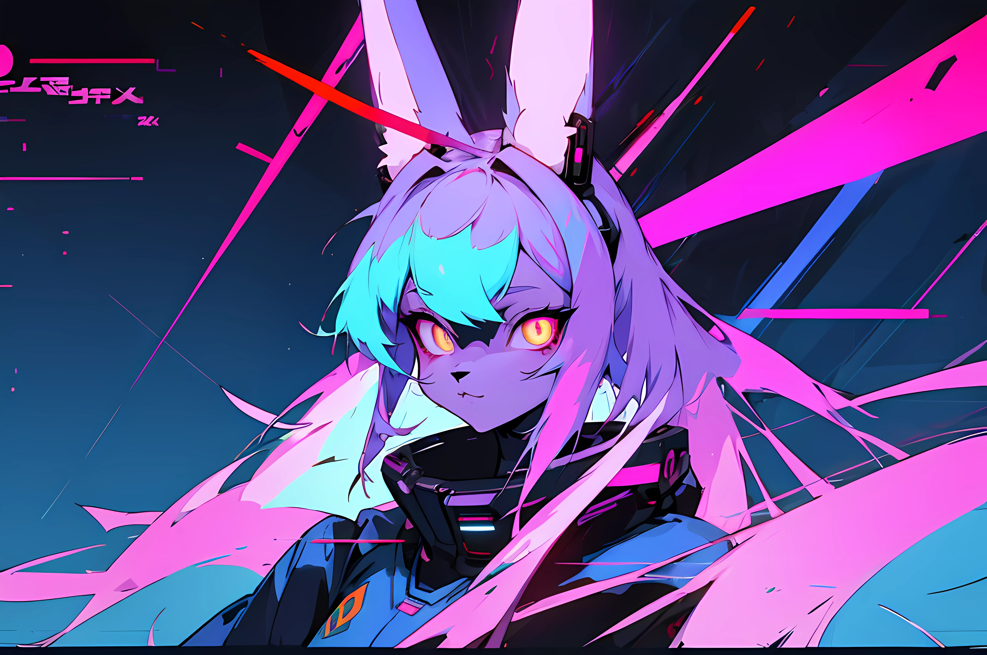 (vintage vhs), (crt screenshot), (Zen, Amy Sol style), (((blue anthro kemono furry rabbit))), underground cavern shining flashlight in old ruins, scene from a show about a blue anthro furry kemono rabbit who investigates deep space crime, (vast decrepit scenery:1.2) blame! style, nightmarish illustration, glowing eyes everywhere, intense eye contact, hybrid human / anthro, electrixbunny, rabbit anthro portrait, ((portrait)), bunnypunk, weirdcore voidpunk fursona, wearing bunny ears, cover art with light abstraction, abstract, simple vector art, contemporary Cybernetic art, color gradients, soft color palettes, layered forms, whimsical animation, style Ethereal abstract, 4K, , anime character with futuristic hair and glowing eyes in a dark room, digital cyberpunk anime art, anime style 4 k, digital cyberpunk - anime art, anime mecha aesthetic, digital cyberpunk anime!!, anime cyberpunk art, fully robotic!! catgirl, hyper concept art, cyberpunk anime girl mech, portrait anime space cadet girl, wearing cybernetic bunny ears , anime character with futuristic hair and glowing eyes in a dark room, digital cyberpunk anime art, anime style 4 k, digital cyberpunk - anime art, anime mecha aesthetic, digital cyberpunk anime!!, anime cyberpunk art, fully robotic!! catgirl, hyper concept art, cyberpunk anime girl mech, portrait anime space cadet girl, wearing cybernetic bunny ears --v6