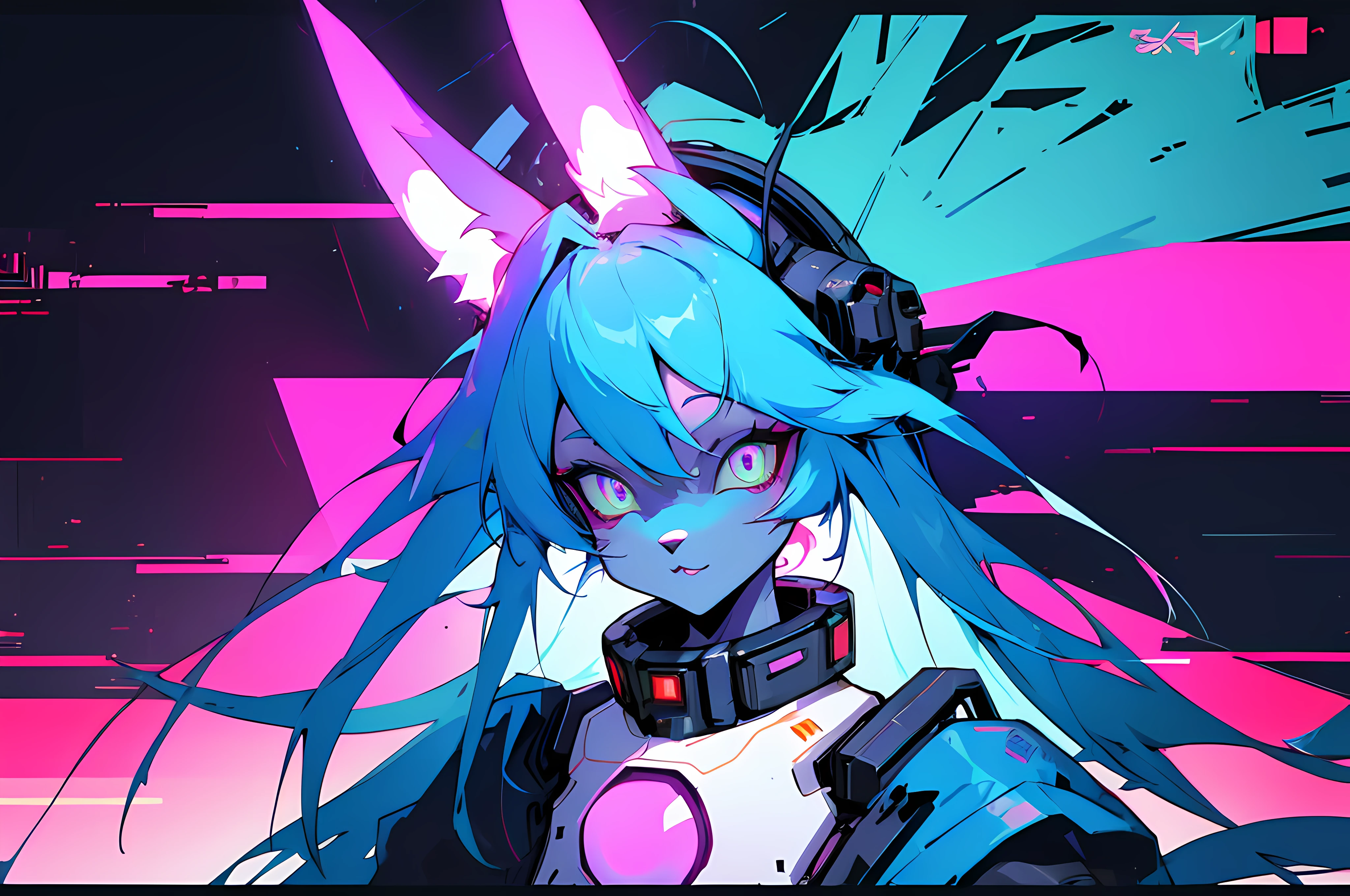 (vintage vhs), (crt screenshot), (Zen, Amy Sol style), (((blue anthro kemono furry rabbit))), underground cavern shining flashlight in old ruins, scene from a show about a blue anthro furry kemono rabbit who investigates deep space crime, (vast decrepit scenery:1.2) blame! style, nightmarish illustration, glowing eyes everywhere, intense eye contact, hybrid human / anthro, electrixbunny, rabbit anthro portrait, ((portrait)), bunnypunk, weirdcore voidpunk fursona, wearing bunny ears, cover art with light abstraction, abstract, simple vector art, contemporary Cybernetic art, color gradients, soft color palettes, layered forms, whimsical animation, style Ethereal abstract, 4K, , anime character with futuristic hair and glowing eyes in a dark room, digital cyberpunk anime art, anime style 4 k, digital cyberpunk - anime art, anime mecha aesthetic, digital cyberpunk anime!!, anime cyberpunk art, fully robotic!! catgirl, hyper concept art, cyberpunk anime girl mech, portrait anime space cadet girl, wearing cybernetic bunny ears , anime character with futuristic hair and glowing eyes in a dark room, digital cyberpunk anime art, anime style 4 k, digital cyberpunk - anime art, anime mecha aesthetic, digital cyberpunk anime!!, anime cyberpunk art, fully robotic!! catgirl, hyper concept art, cyberpunk anime girl mech, portrait anime space cadet girl, wearing cybernetic bunny ears --v6